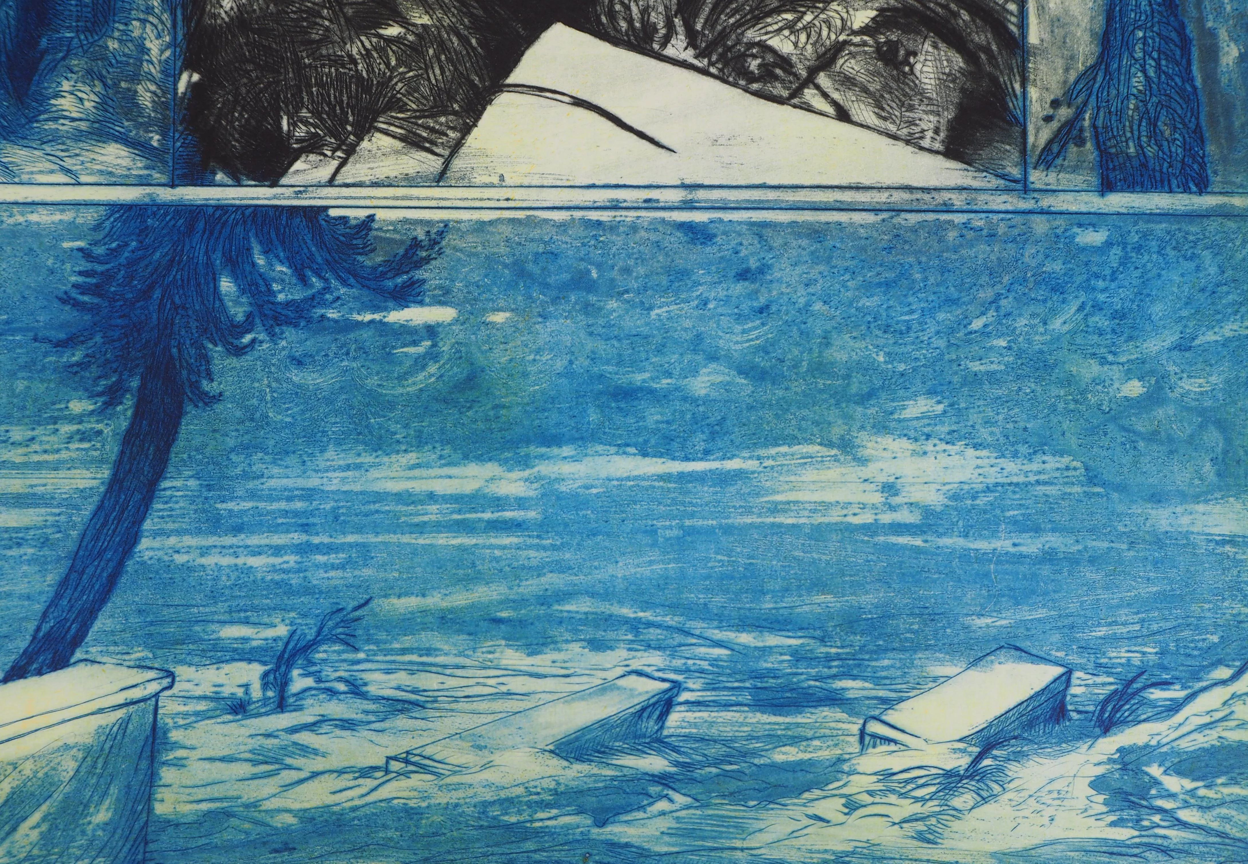 Gérard DIAZ : Paysage bleu, Gravure originale signée - Image 8