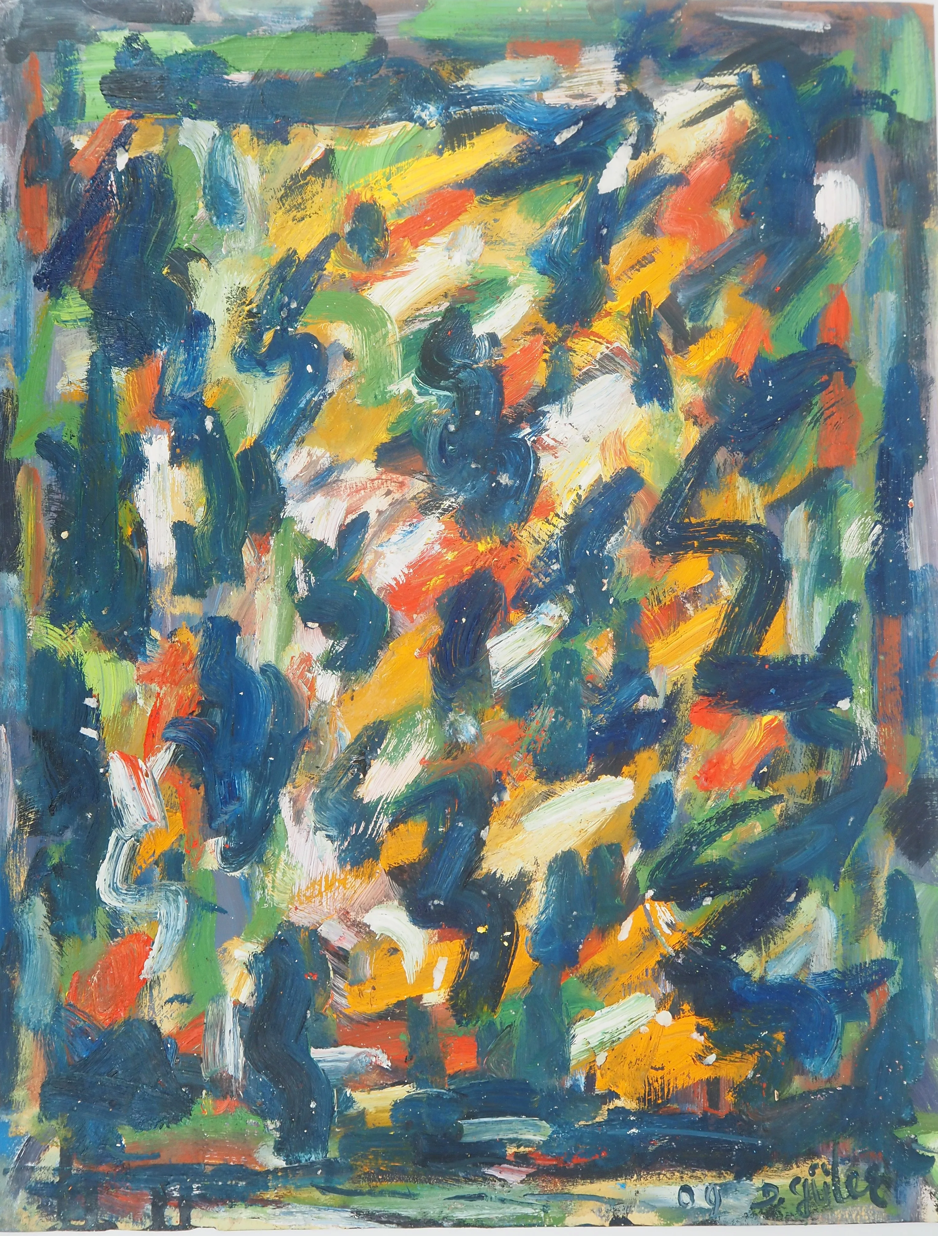 Diyap GÜLER : Abstraction en bleu, Peinture à l'huile