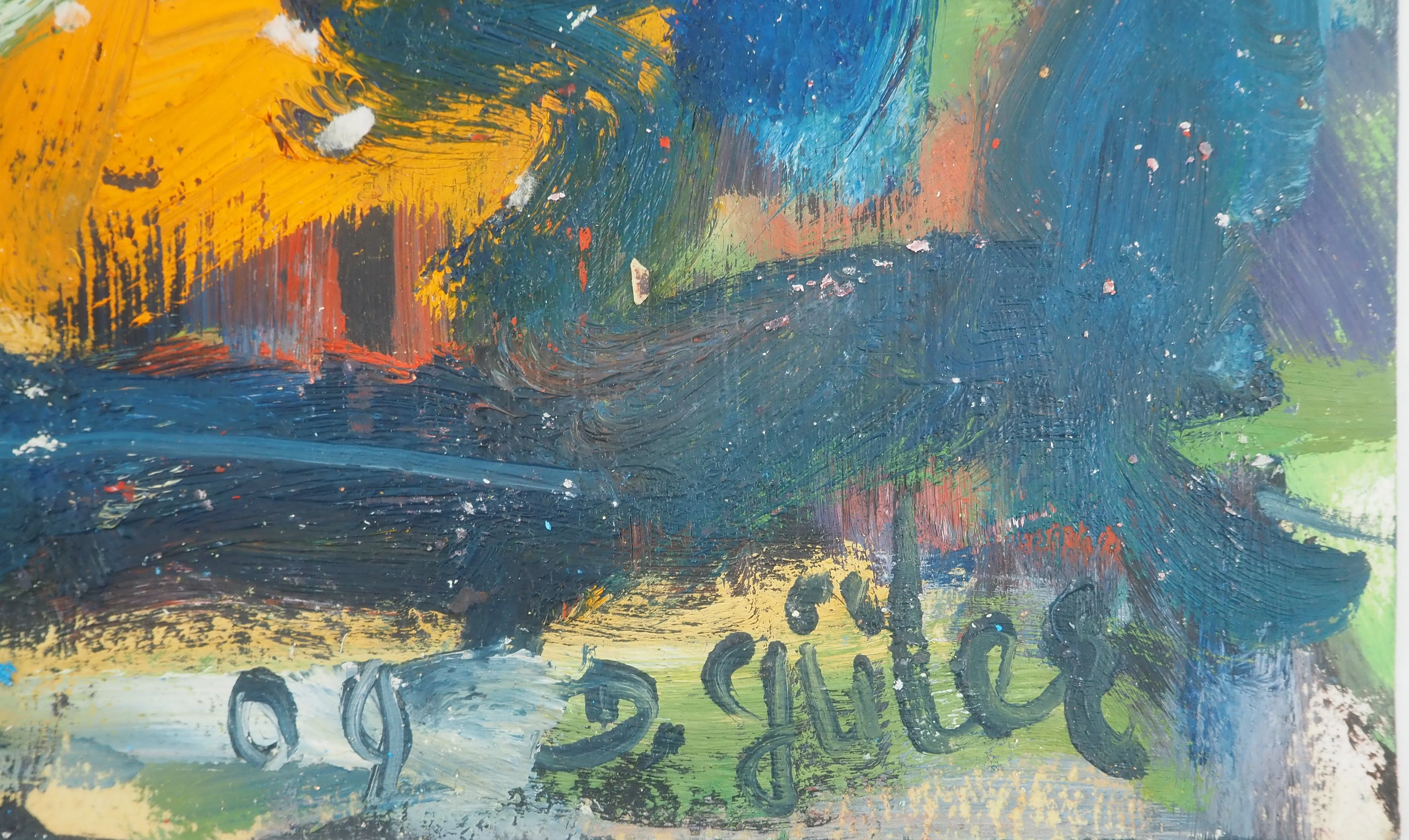 Diyap GÜLER : Abstraction en bleu, Peinture à l'huile - Image 3