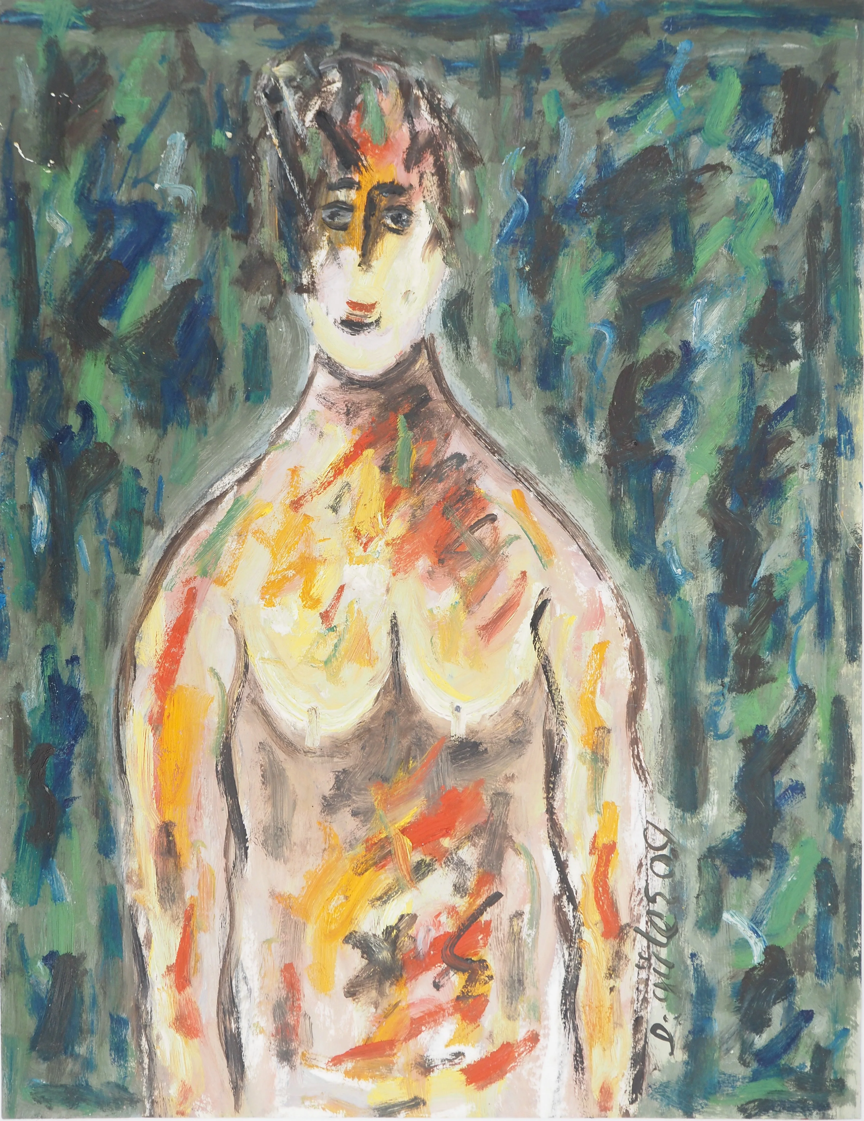 Diyap GULER : Femme nue dans la nature, Peinture à l'huile