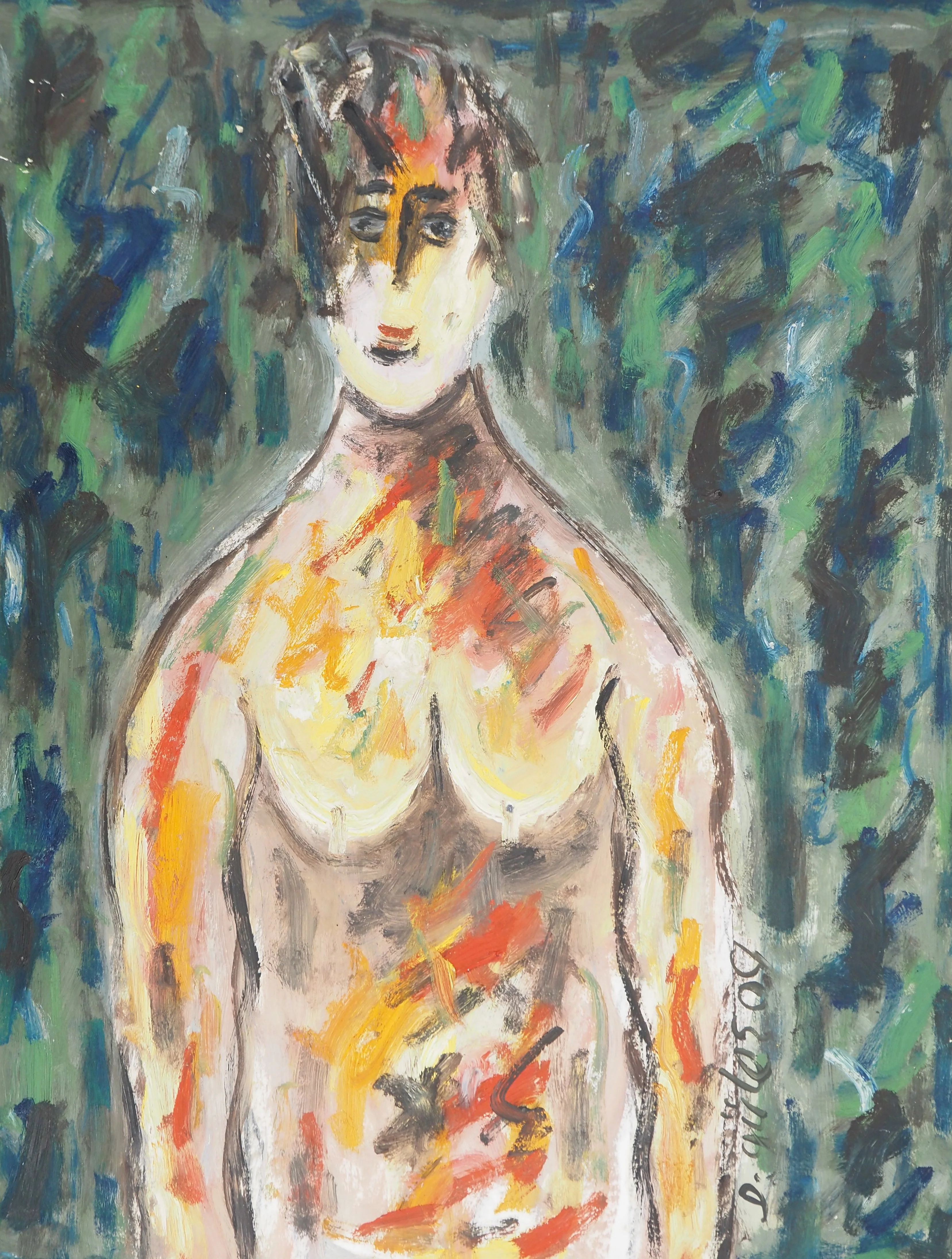 Diyap GULER : Femme nue dans la nature, Peinture à l'huile - Image 2