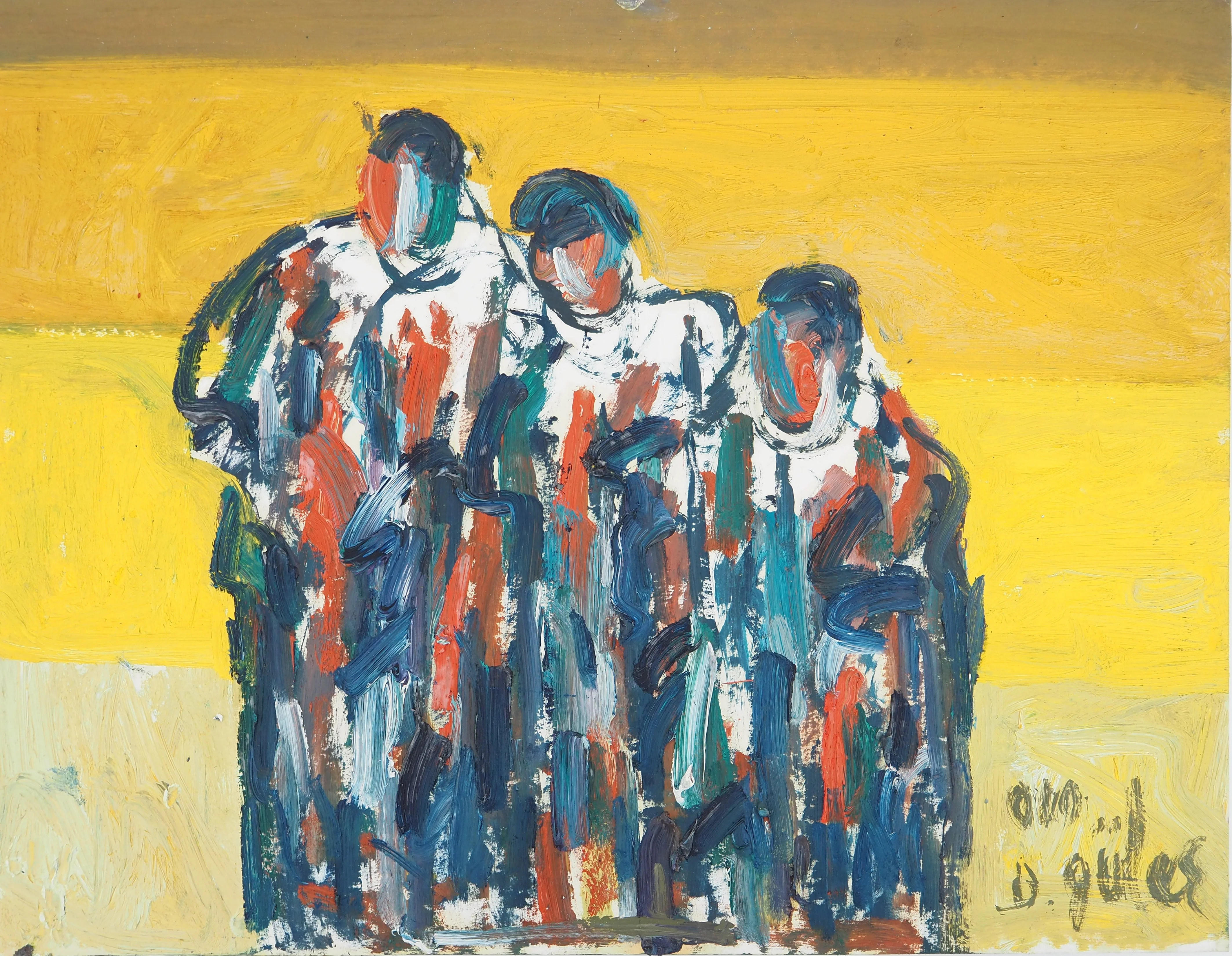 Diyap GÜLER : Les trois paysans, Peinture à l'huile