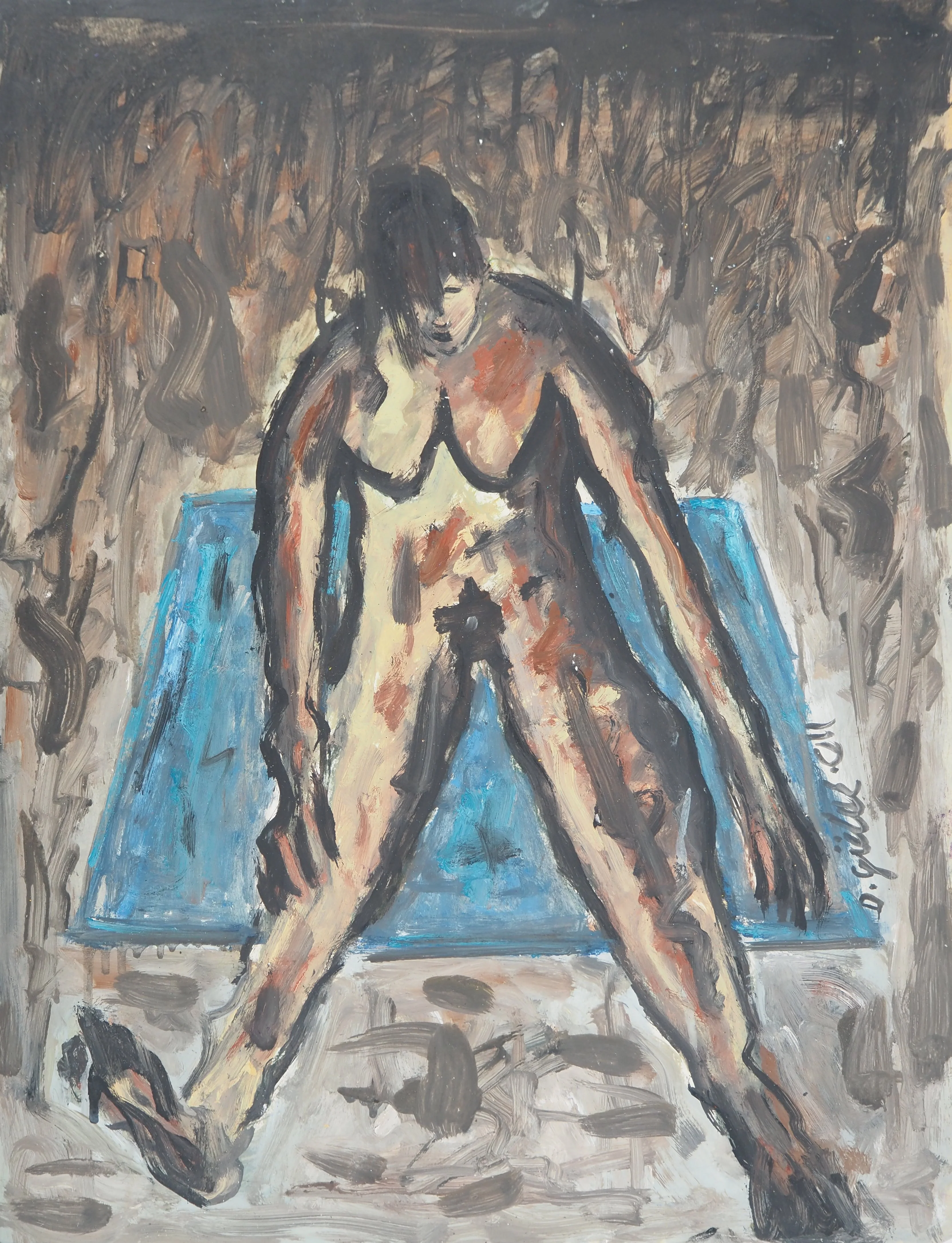 Diyap GÜLER : Nu au champs, Peinture à l'huile