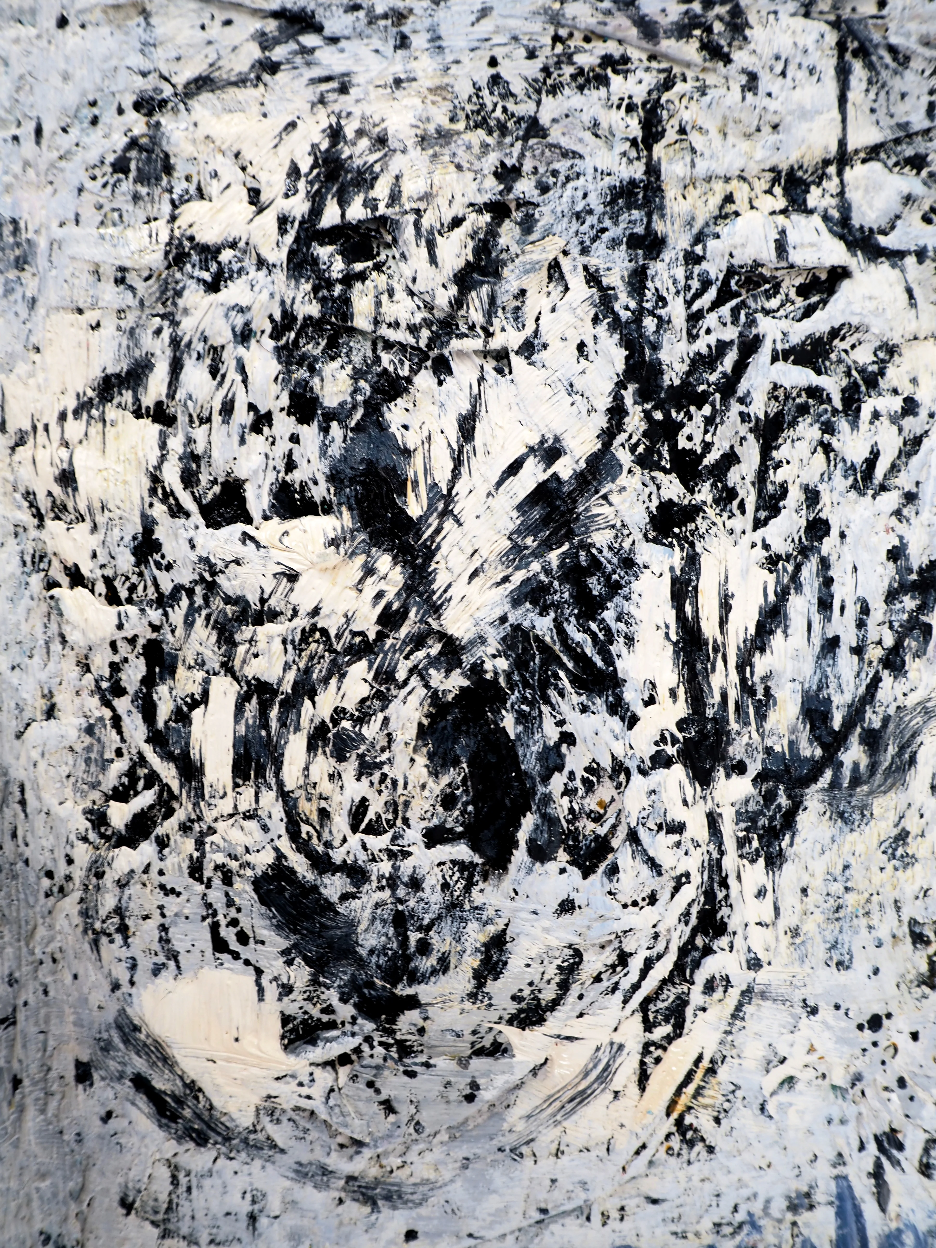 Dyap GULER : Portrait masculin abstrait en bleu et noir, Technique mixte originale signée - Image 6