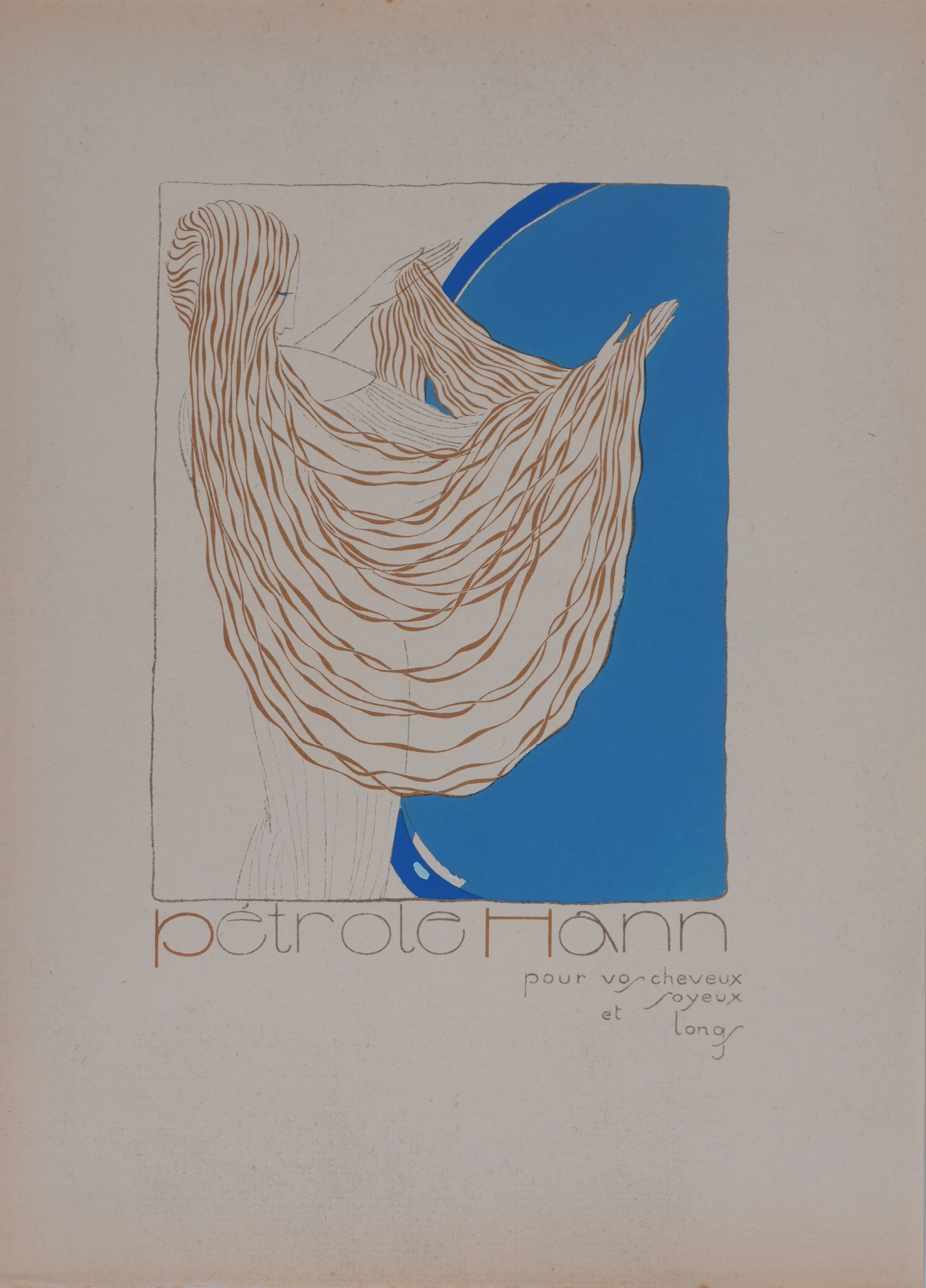 Ecole XXème : Pétrole Hahn, Longue chevelure, Lithographie