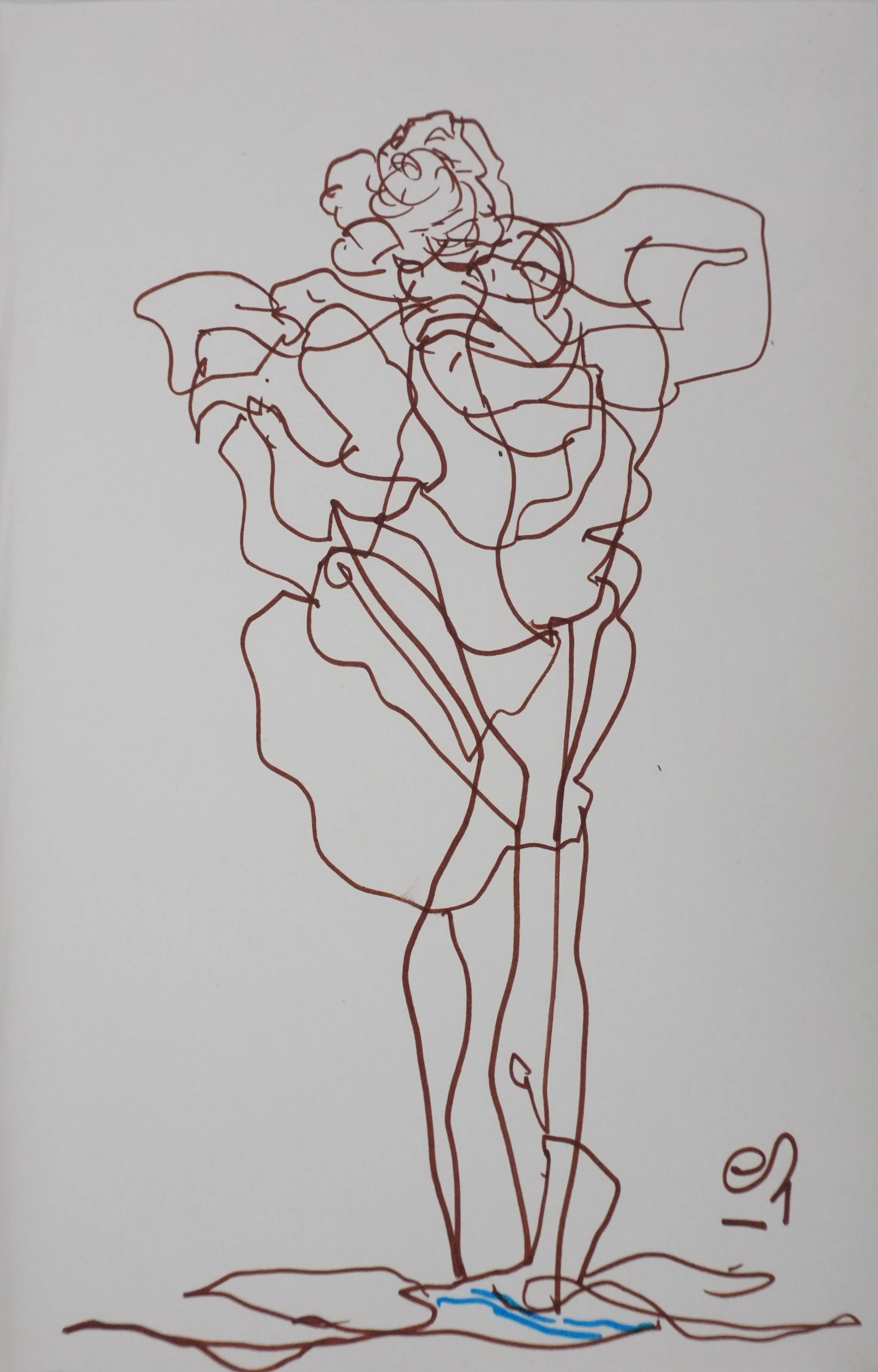 Edmond HUMEAU : L'arbre marron, Autographe et dessin original signé