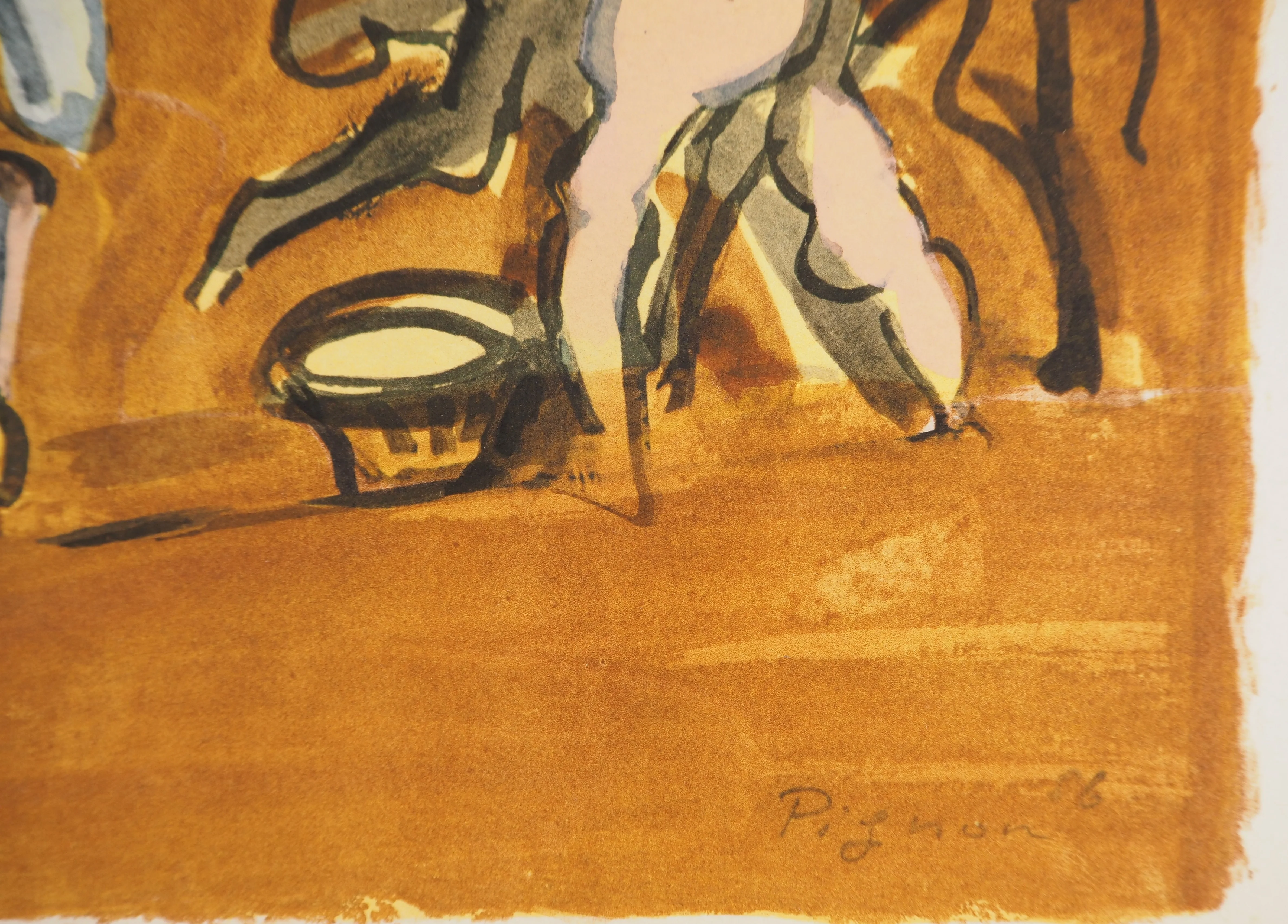 Edouard PIGNON : Le labour à cheval, Lithographie signée - Image 2