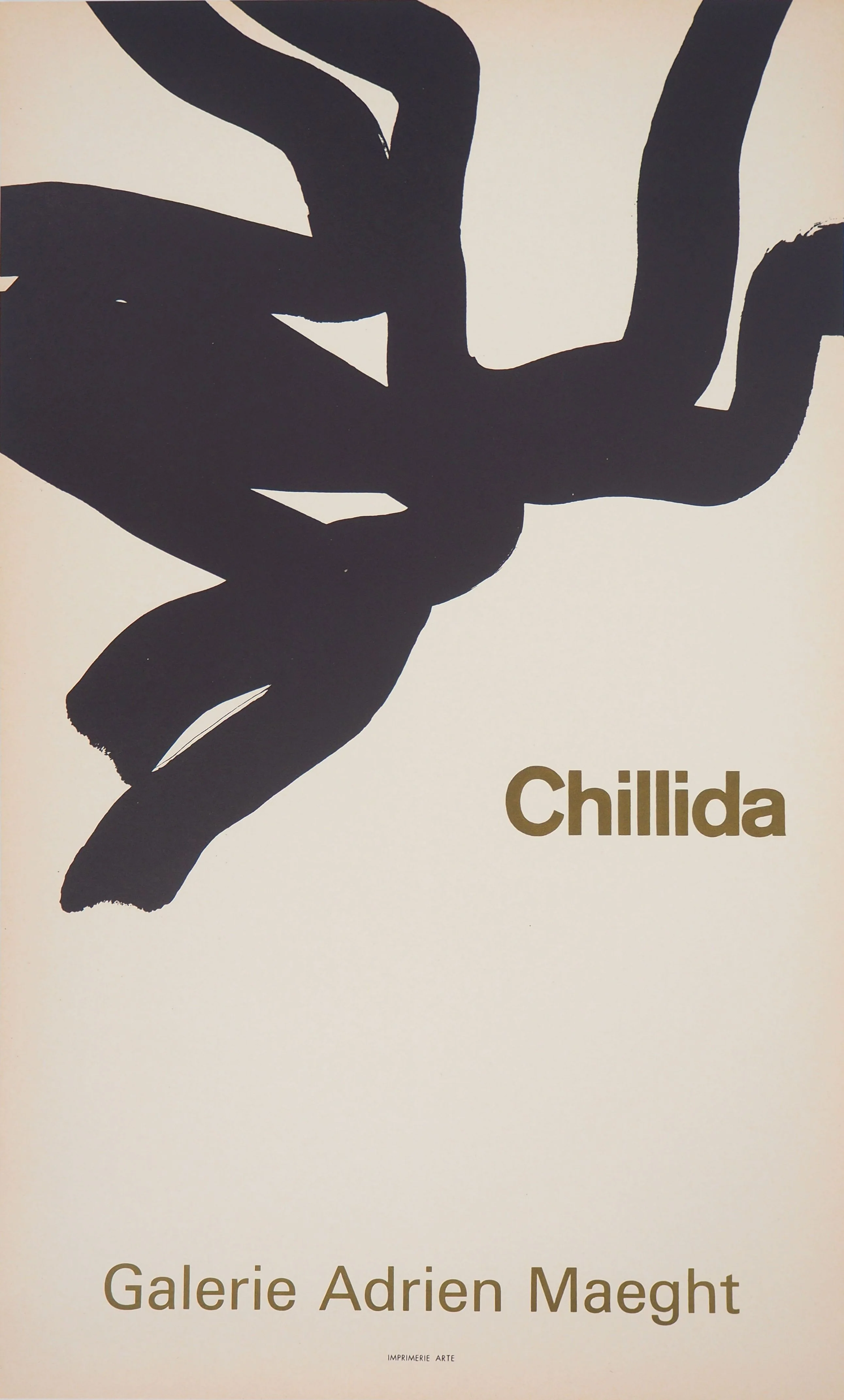 Eduardo CHILLIDA : Motif noire sur blanc, Affiche originale en sérigraphie