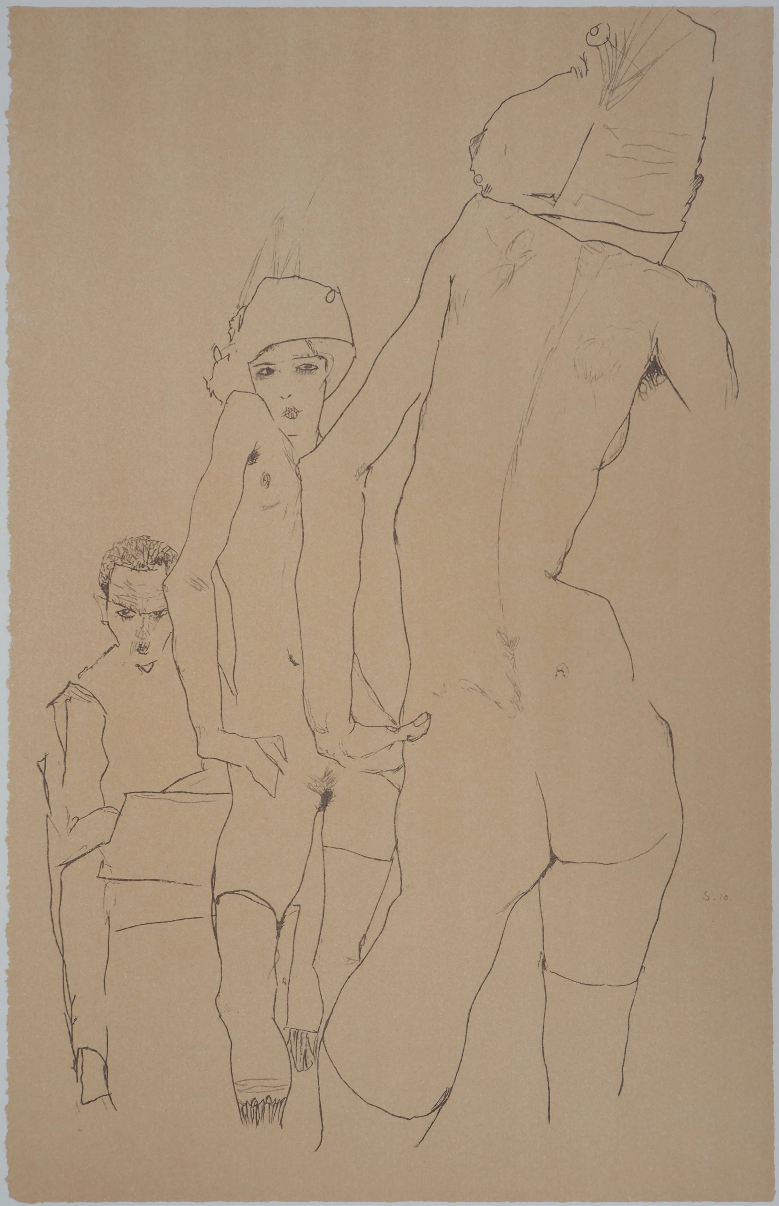 Egon SCHIELE : L'esquisse face au miroir, Lithographie signée - Image 3