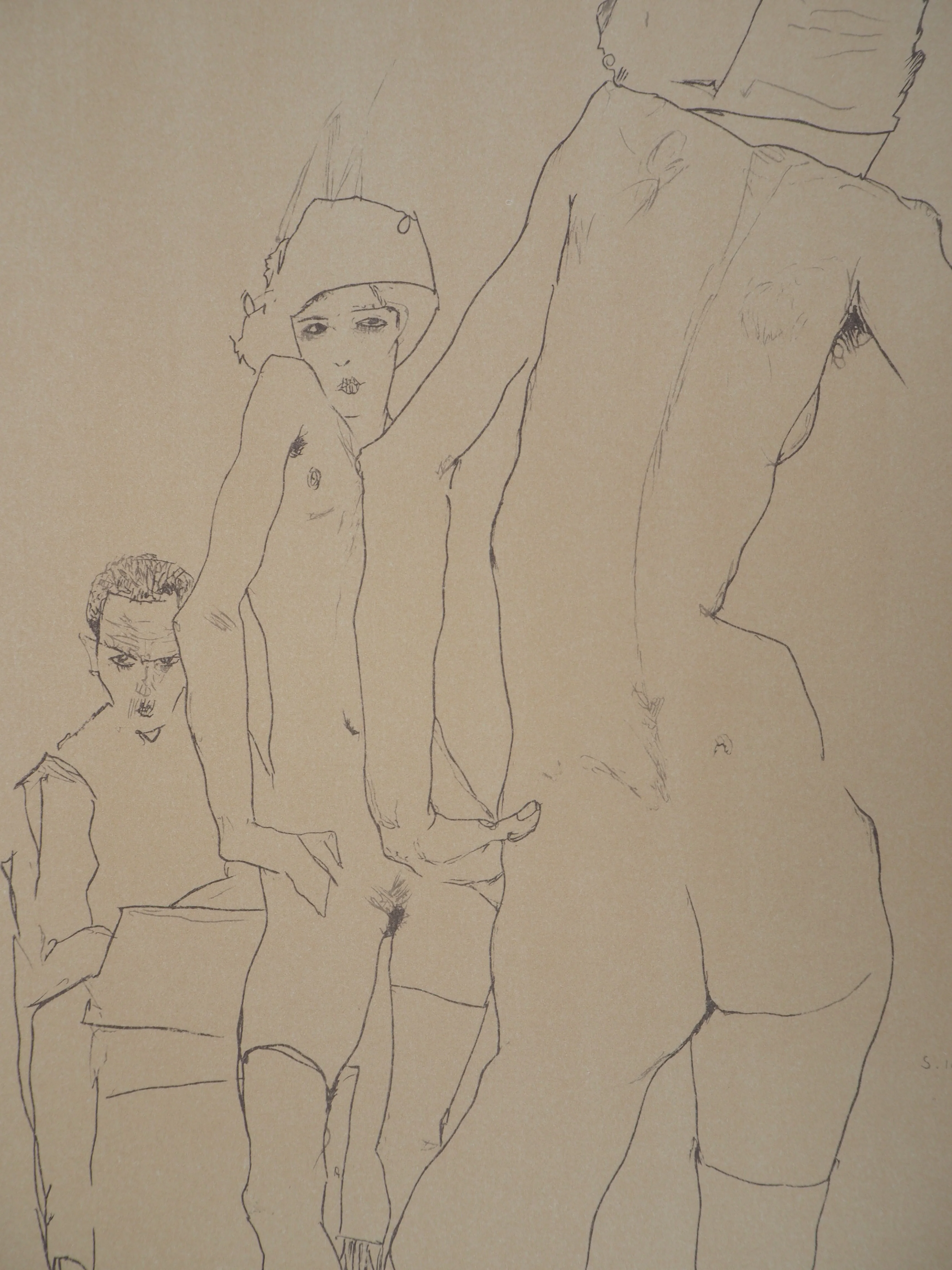 Egon SCHIELE : L'esquisse face au miroir, Lithographie signée - Image 4