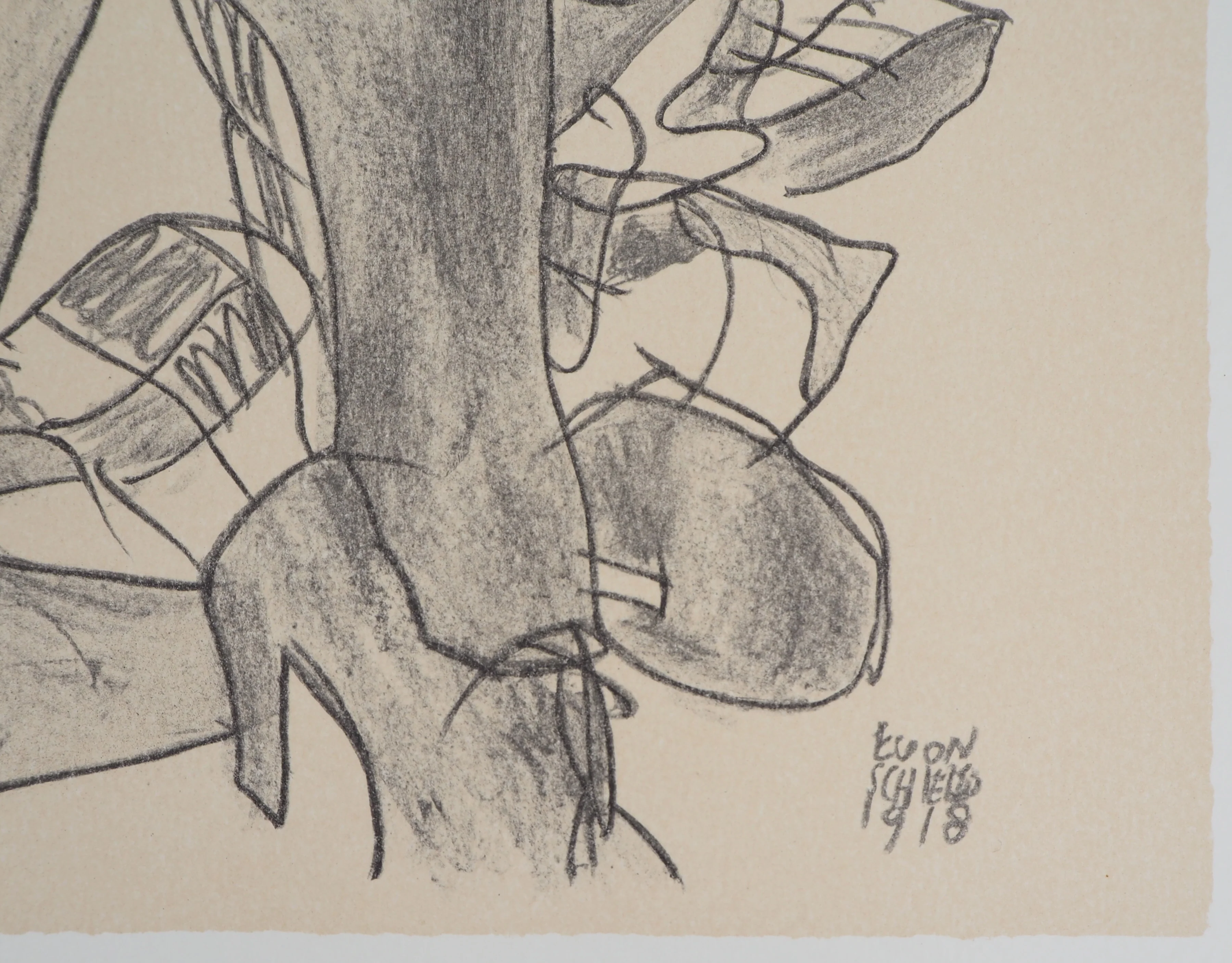 Egon SCHIELE : Nu aux jarretelles, Lithographie signée - Image 2