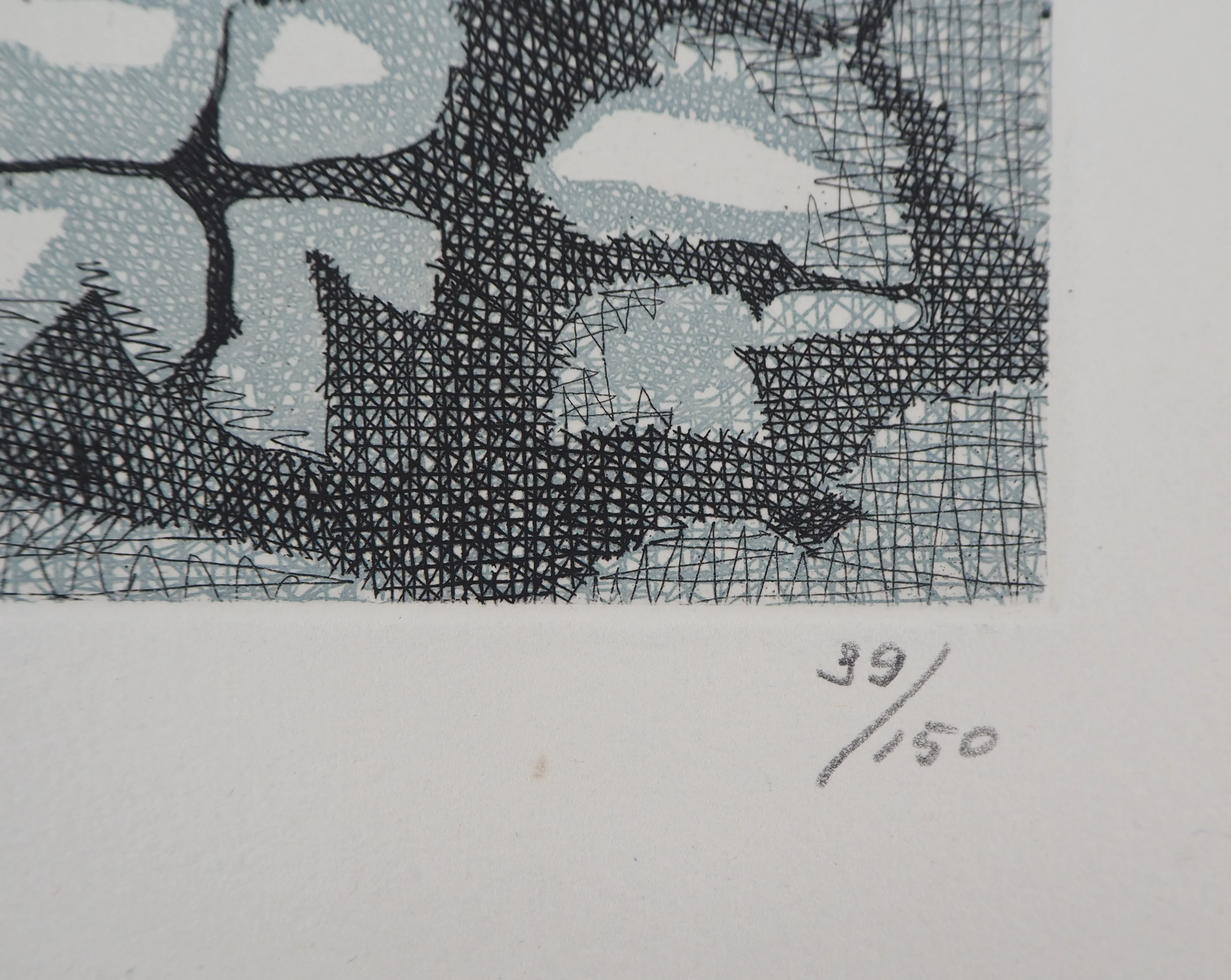 Elisabeth DE LA MAUVINIÈRE : Composition bleue, Gravure originale signée - Image 3