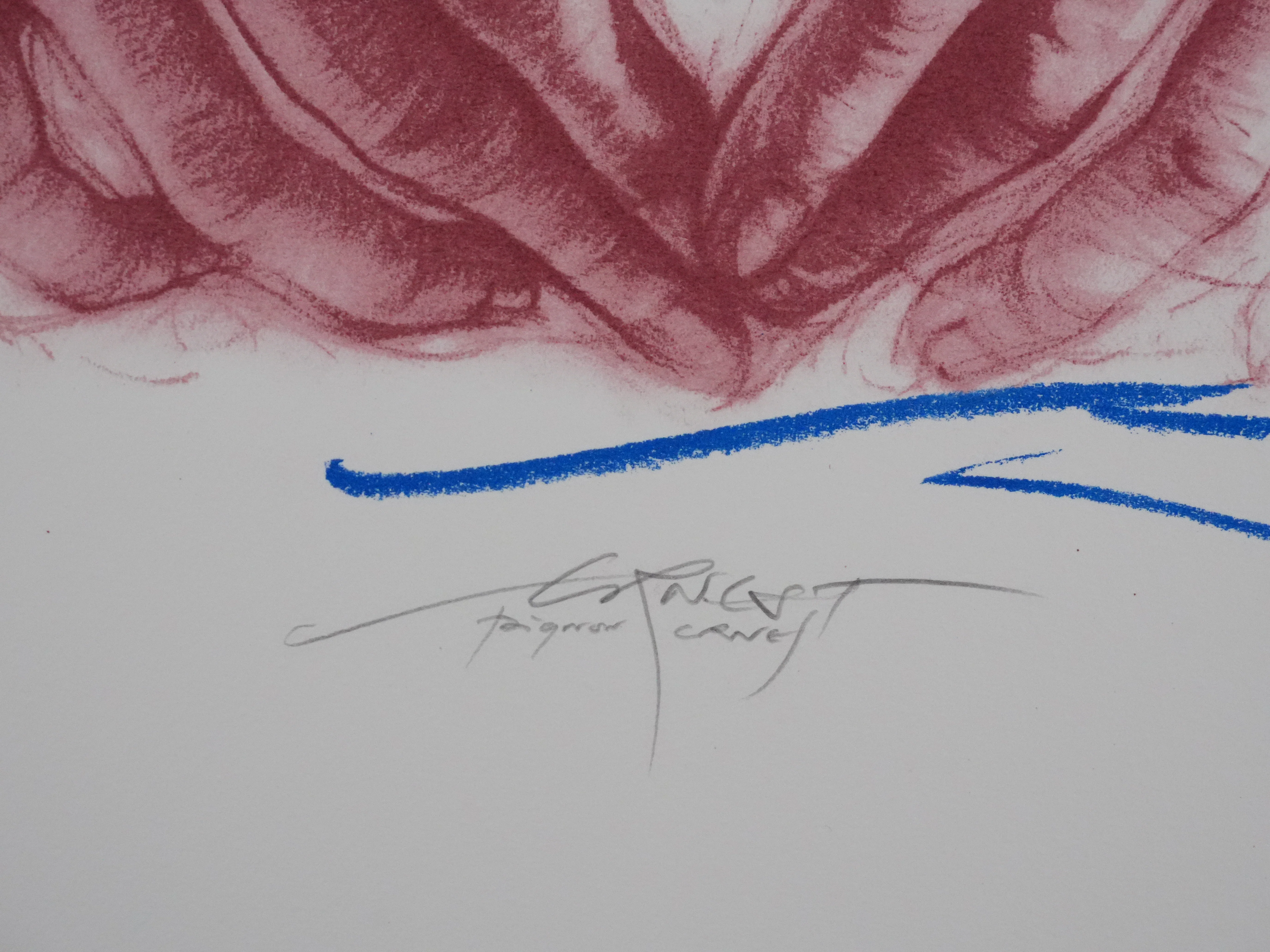 Ernest PIGNON-ERNEST : Le cœur dans les mains, Lithographie originale signée - Image 2