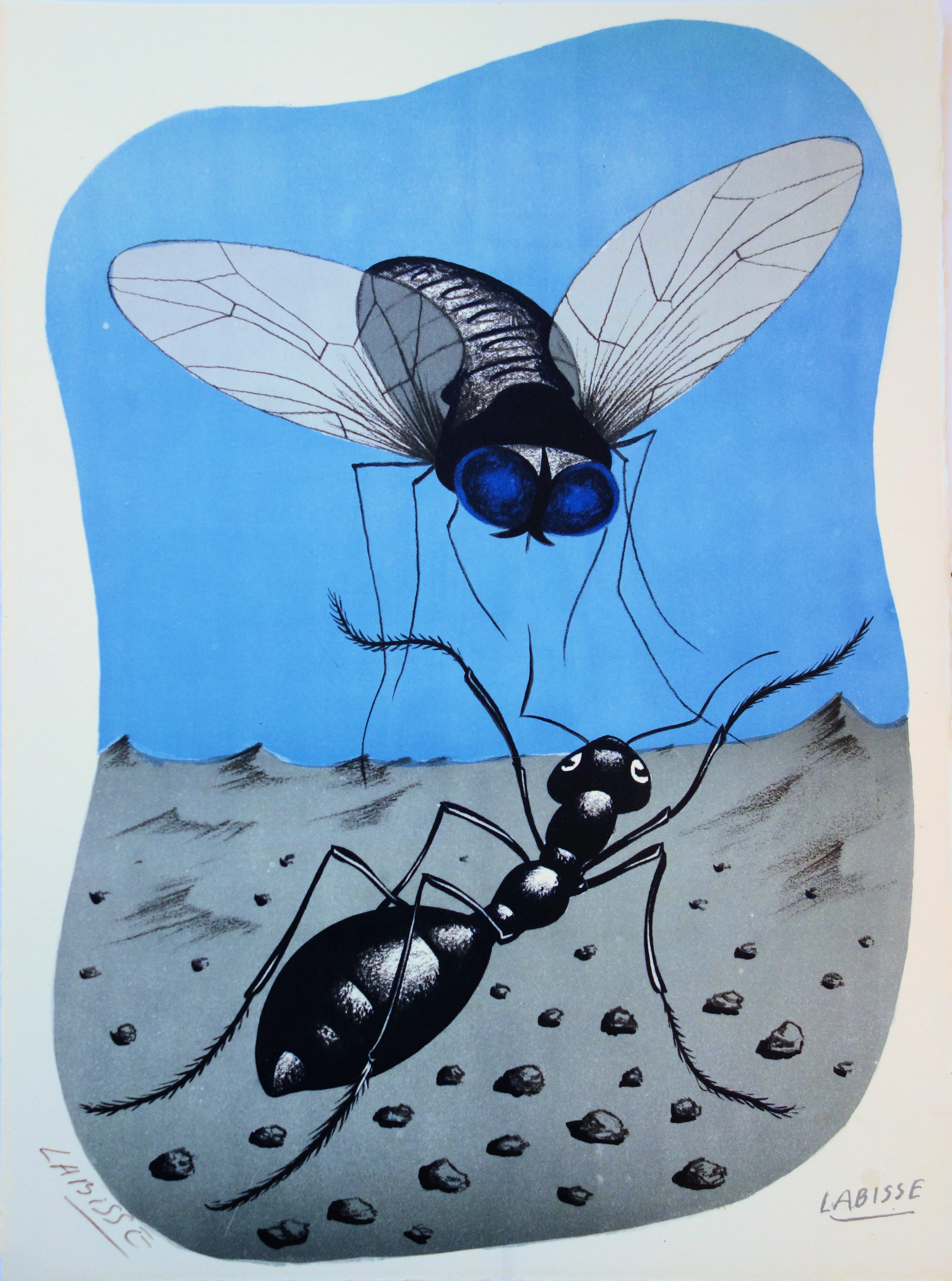 Félix LABISSE : La mouche et la fourni, Lithographie originale signée