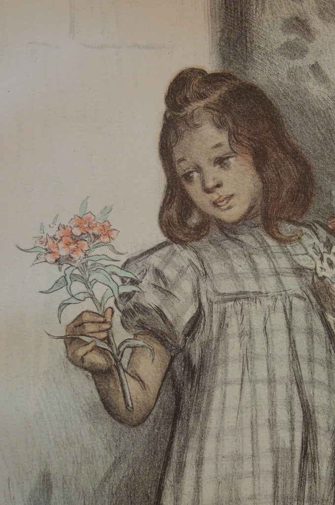 Firmin BOUISSET : La petite marchande de fleurs, Lithographie originale signée - Image 3