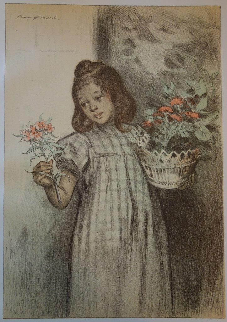 Firmin BOUISSET : La petite marchande de fleurs, Lithographie originale signée - Image 4