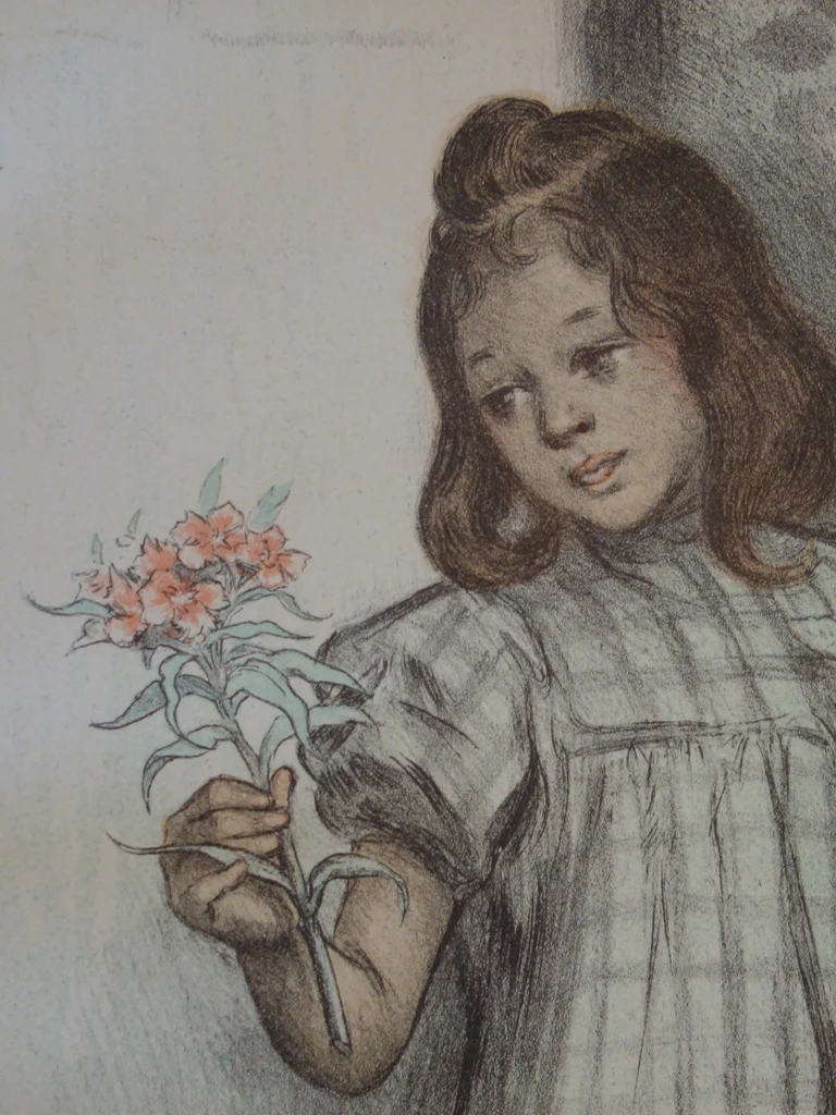 Firmin BOUISSET : La petite marchande de fleurs, Lithographie originale signée - Image 5