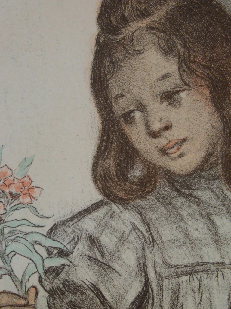 Firmin BOUISSET : La petite marchande de fleurs, Lithographie originale signée - Image 7