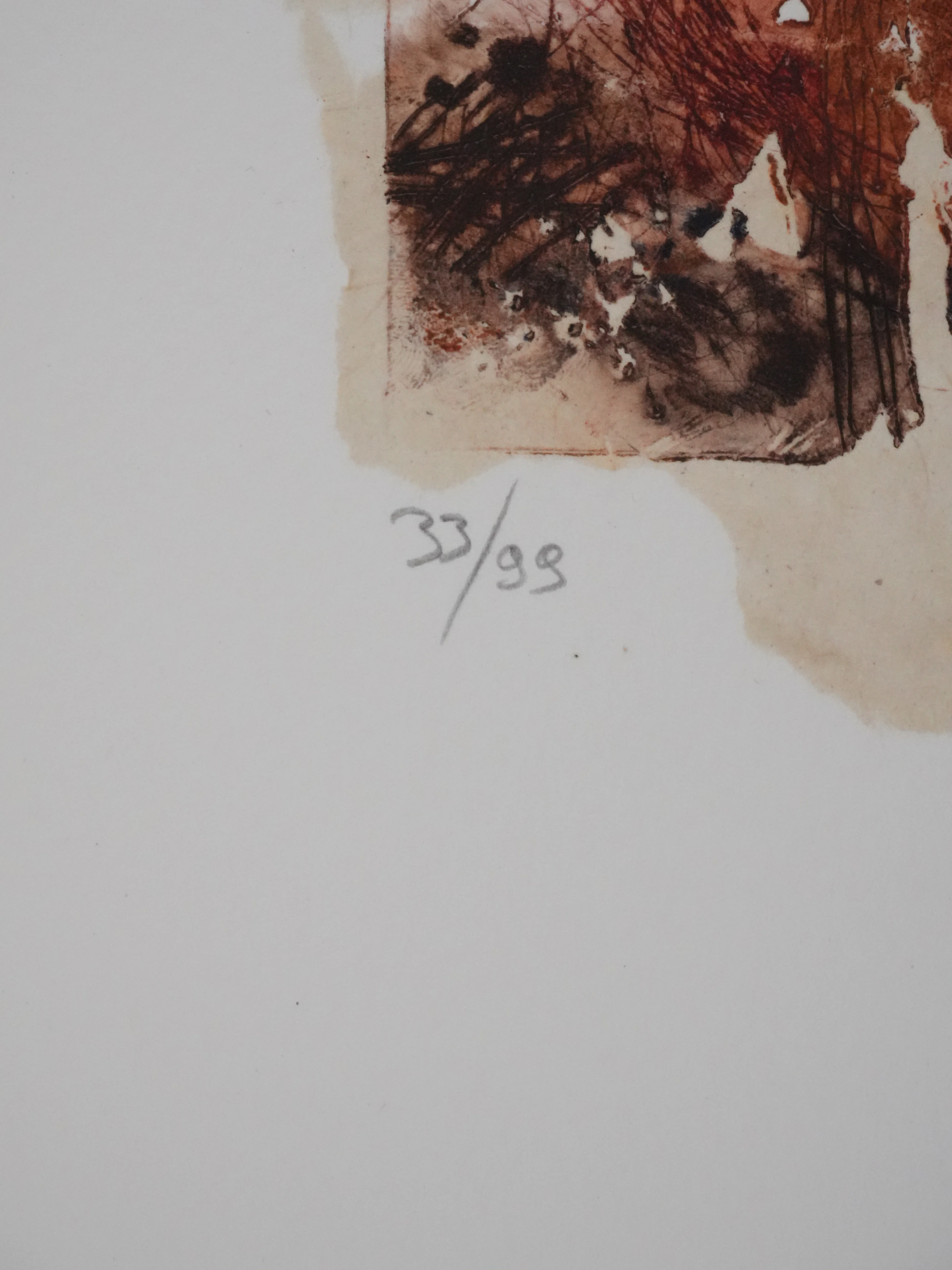 Francis MÉAN : Le champs au coucher de soleil, Gravure originale signée - Image 3