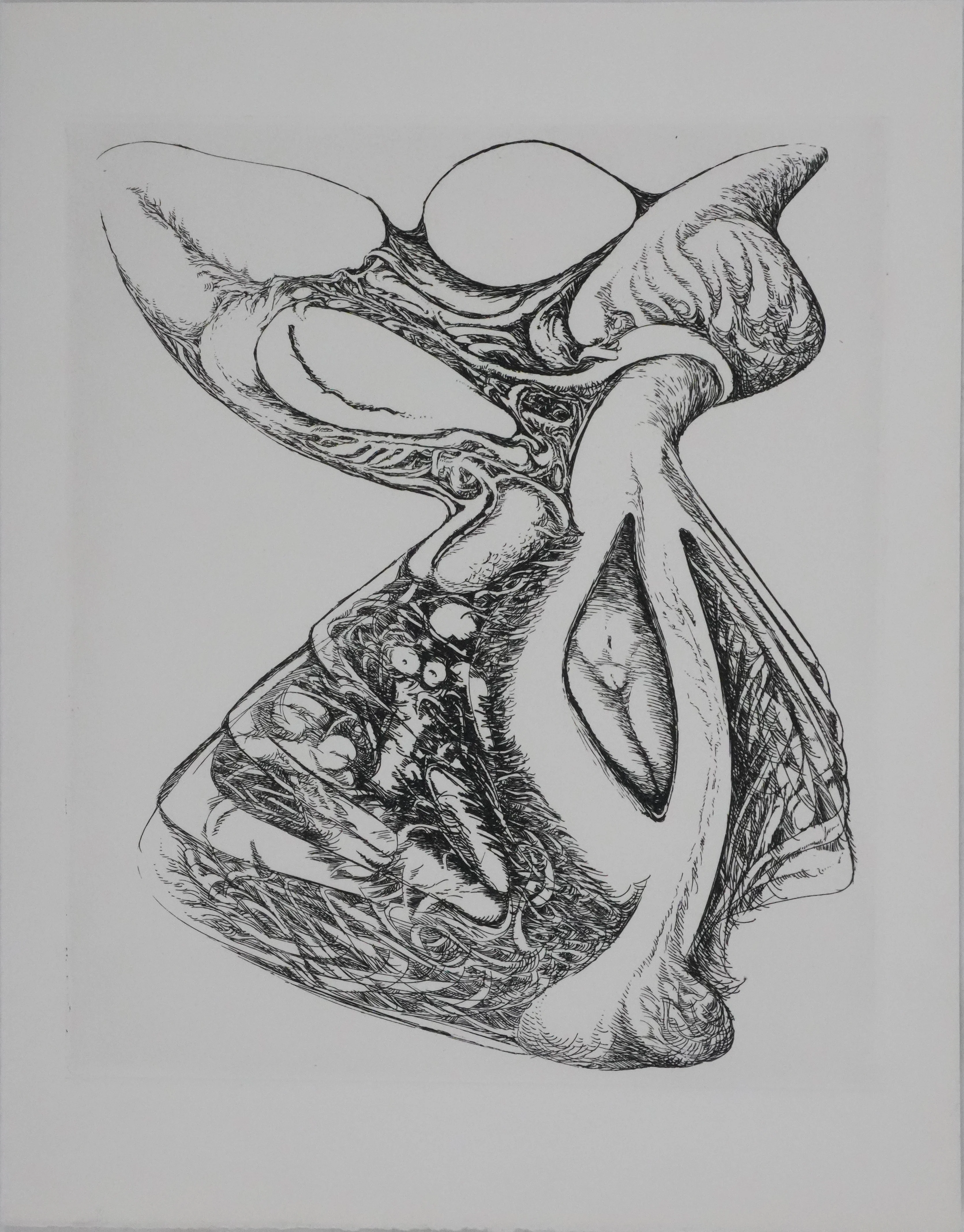 François BEALU : Demain, Figure fantastique, Gravure originale
