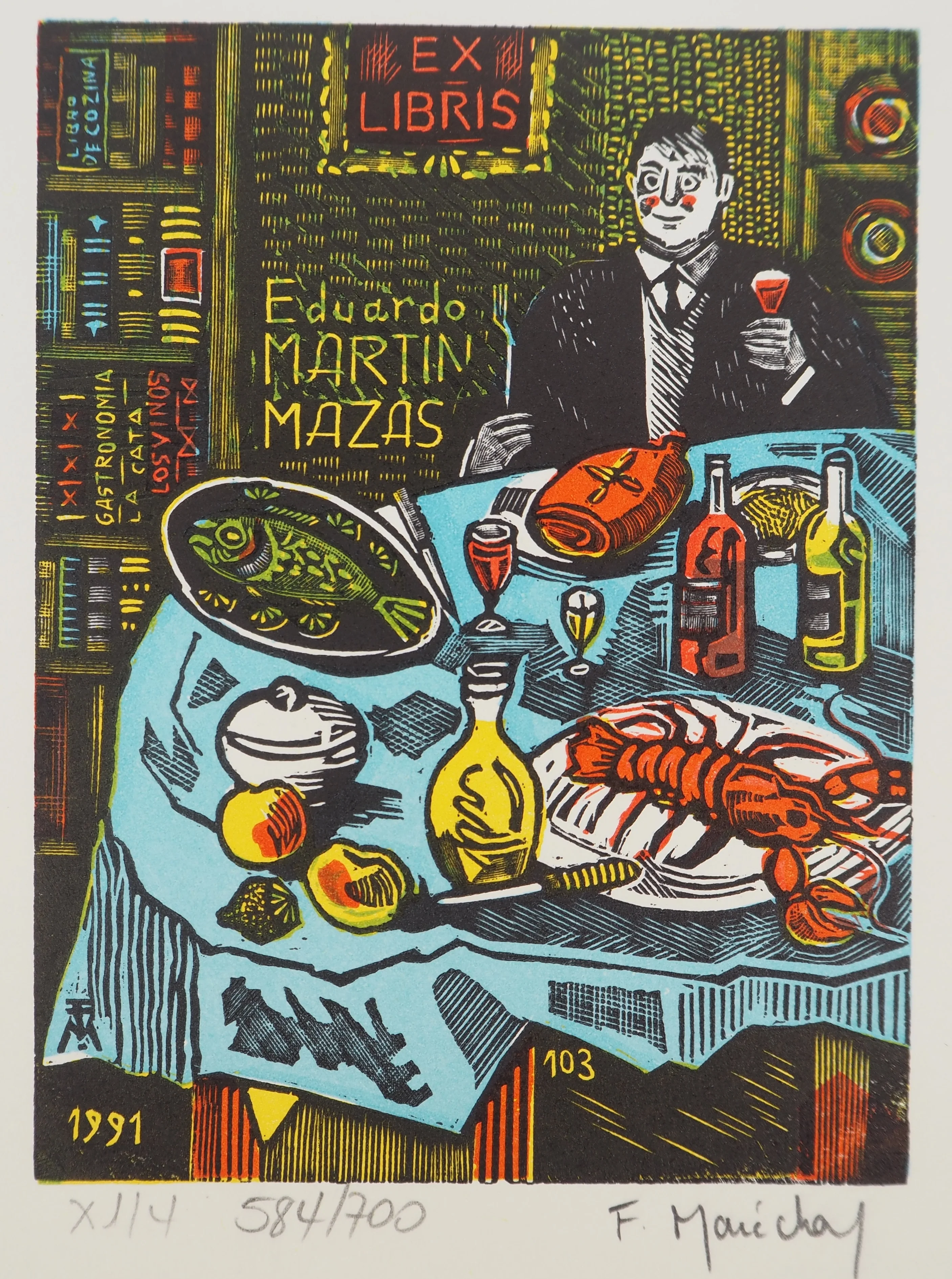 François MARECHAL : La bonne table au homard, Gravure originale signée - Image 3