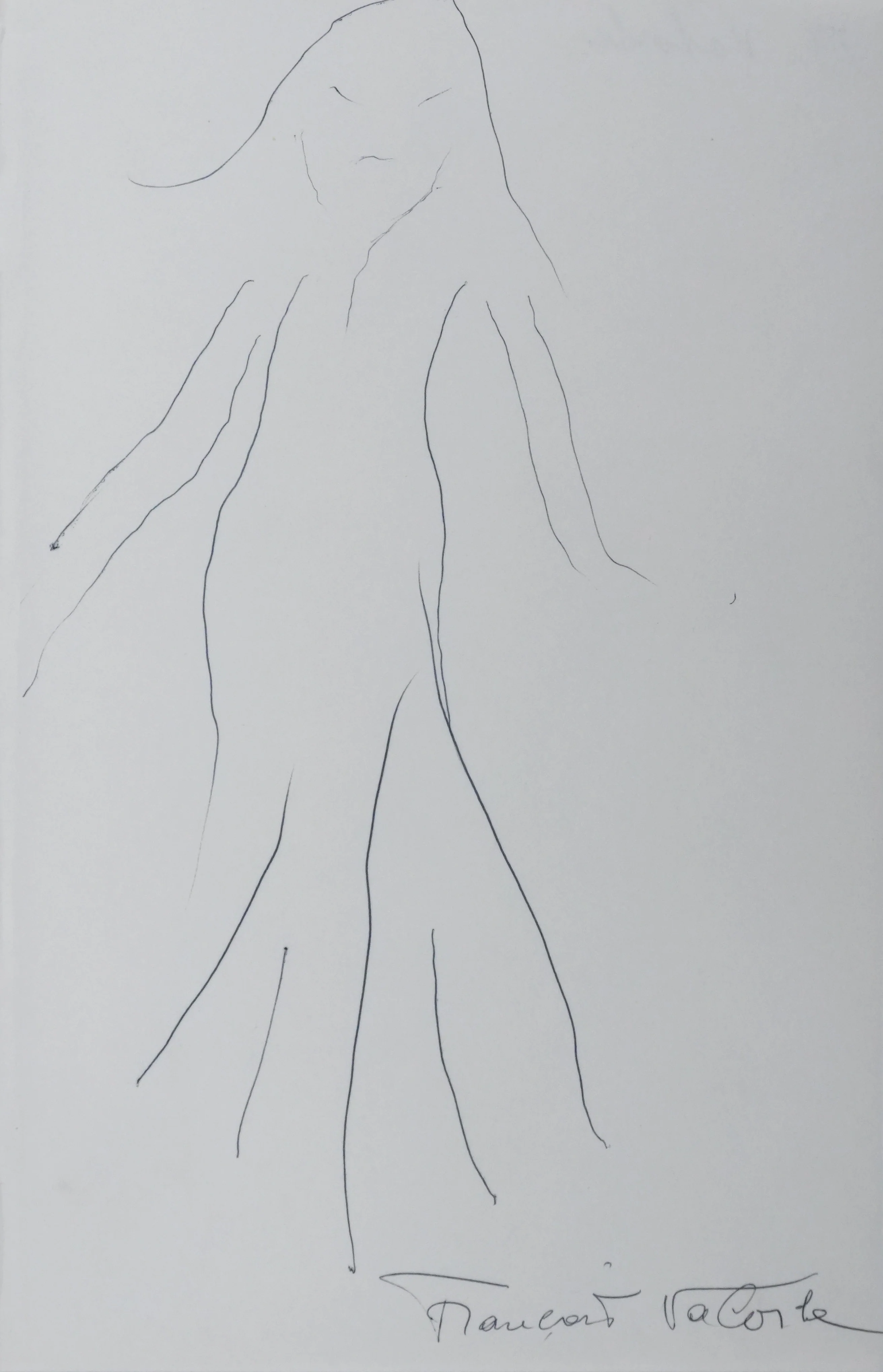 François VALORBE : L'arbre humain, Autographe et dessin original signé