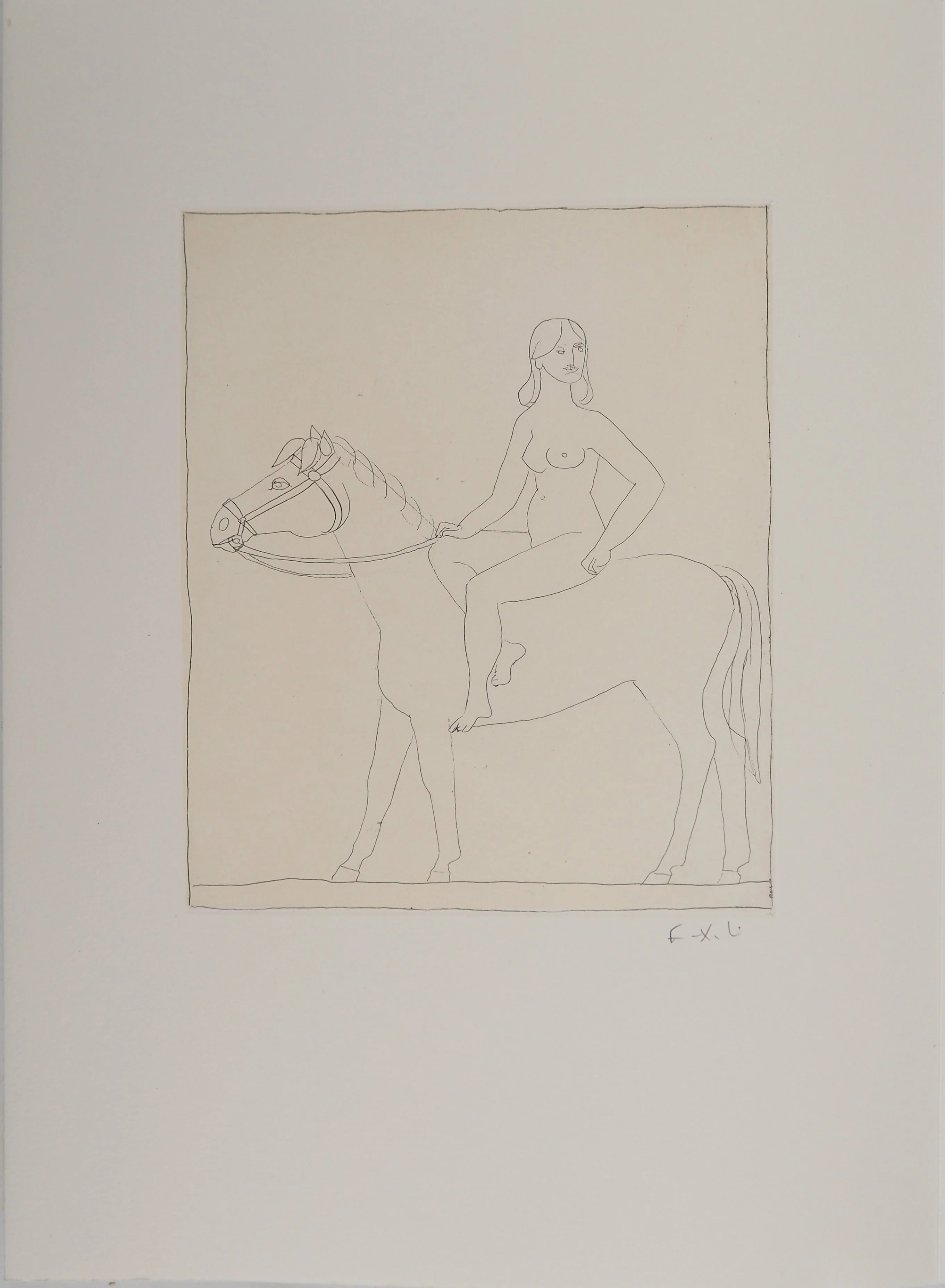 François-Xavier LALANNE : La cavalière, Gravure originale signée