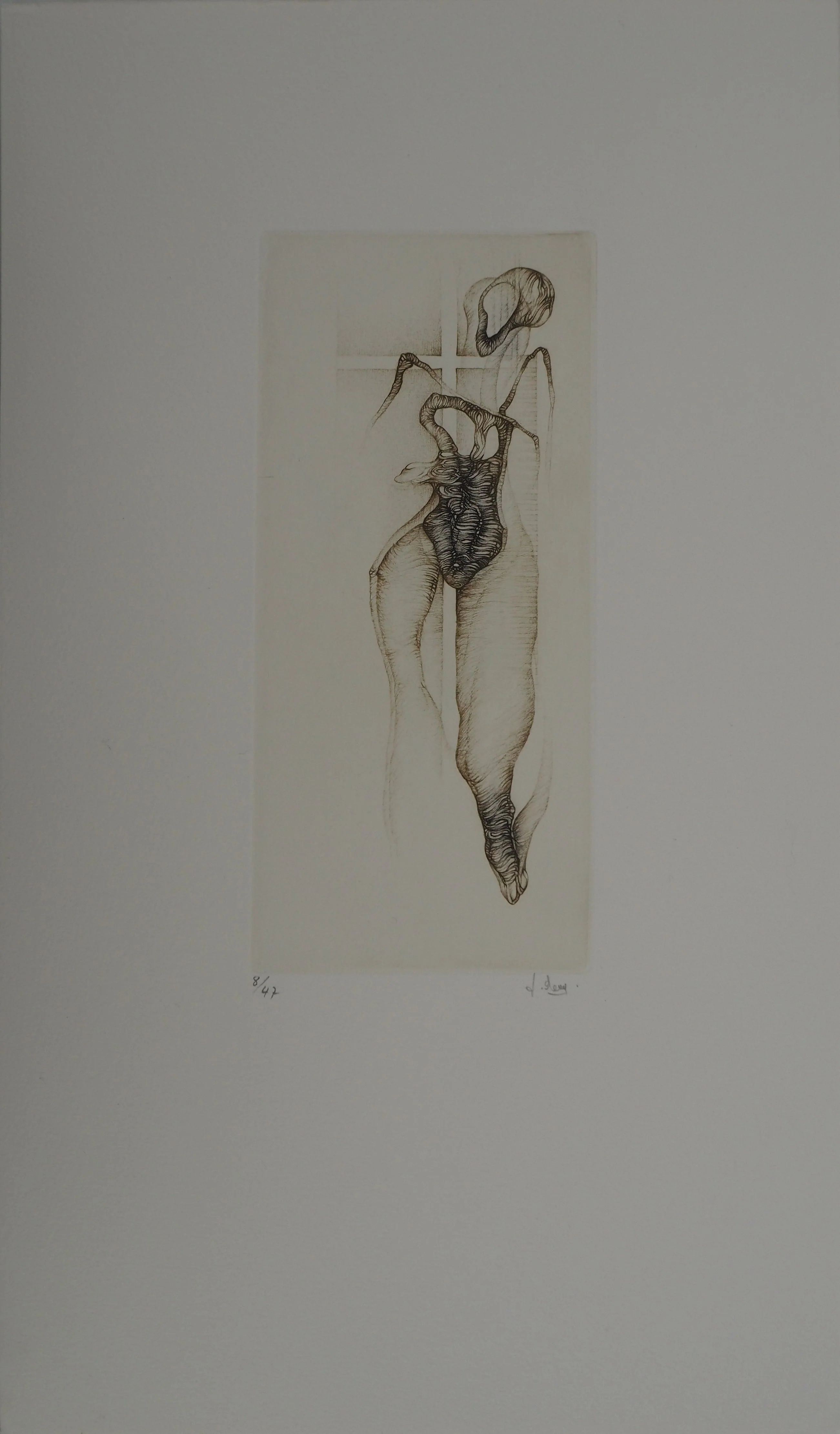 Fred DEUX : Bois anthropomorphe, Gravure originale signée