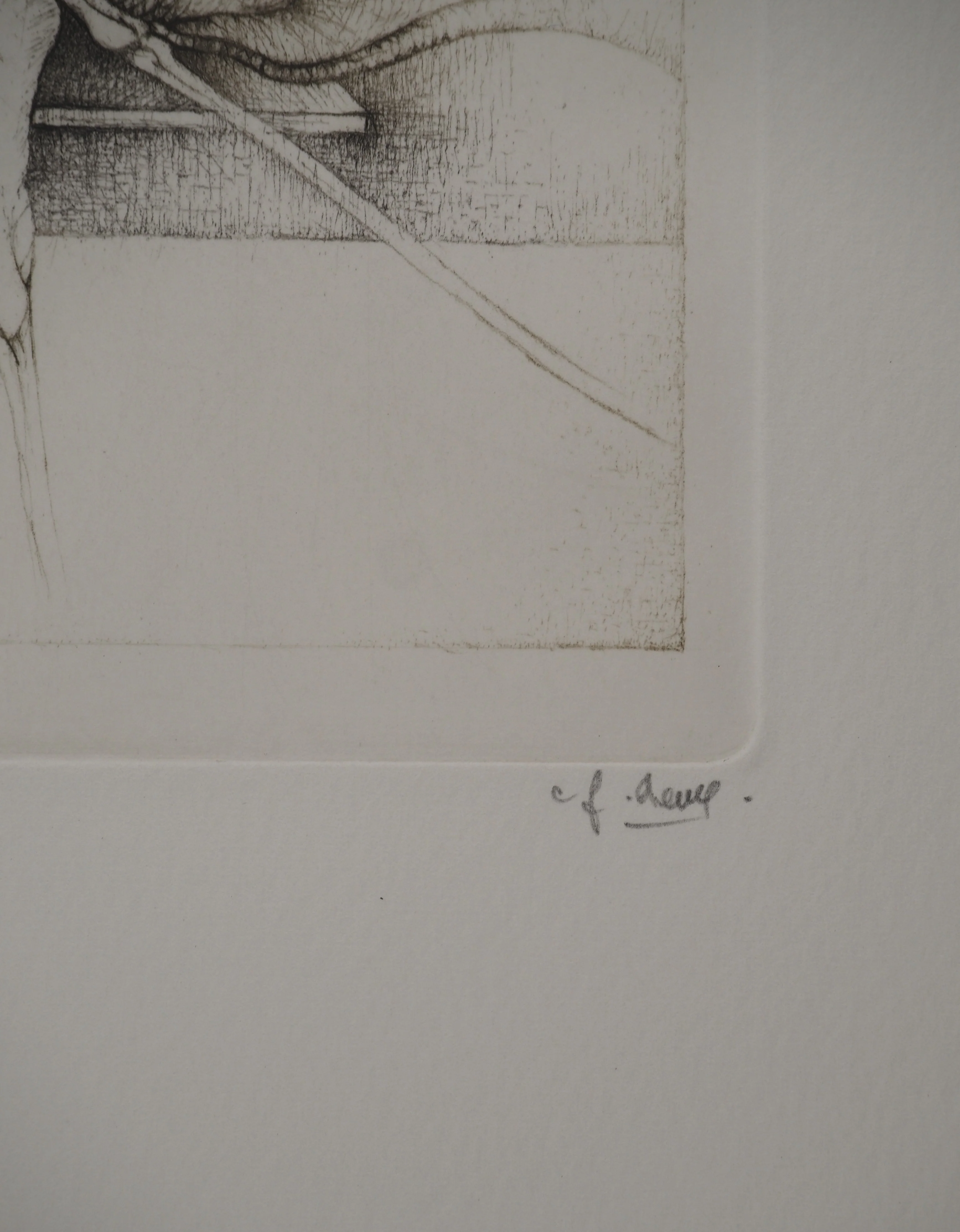 Fred DEUX : Lecture avant le matin, Gravure originale signée - Image 3