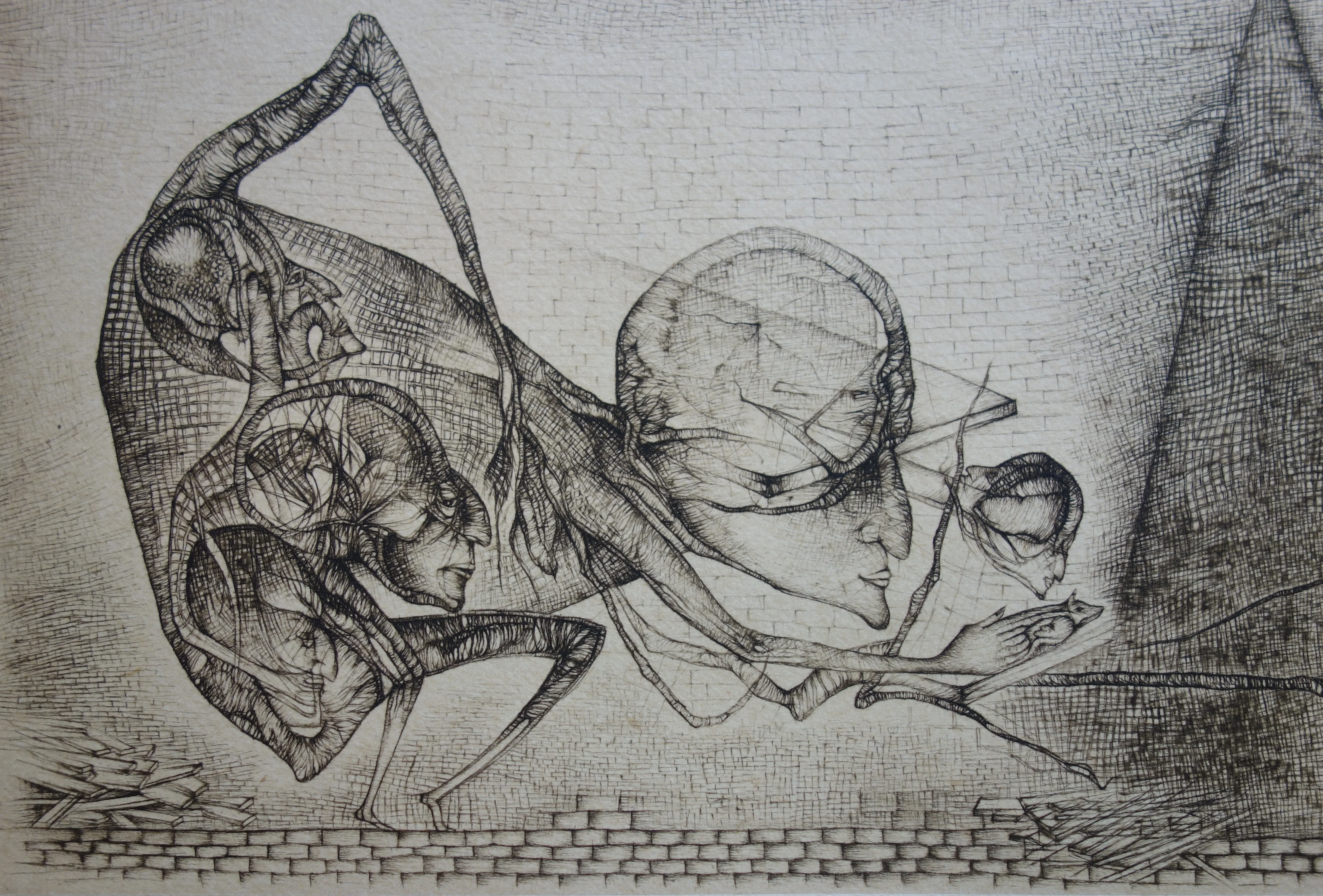 Fred DEUX : Les croyants, Gravure originale signée - Image 3