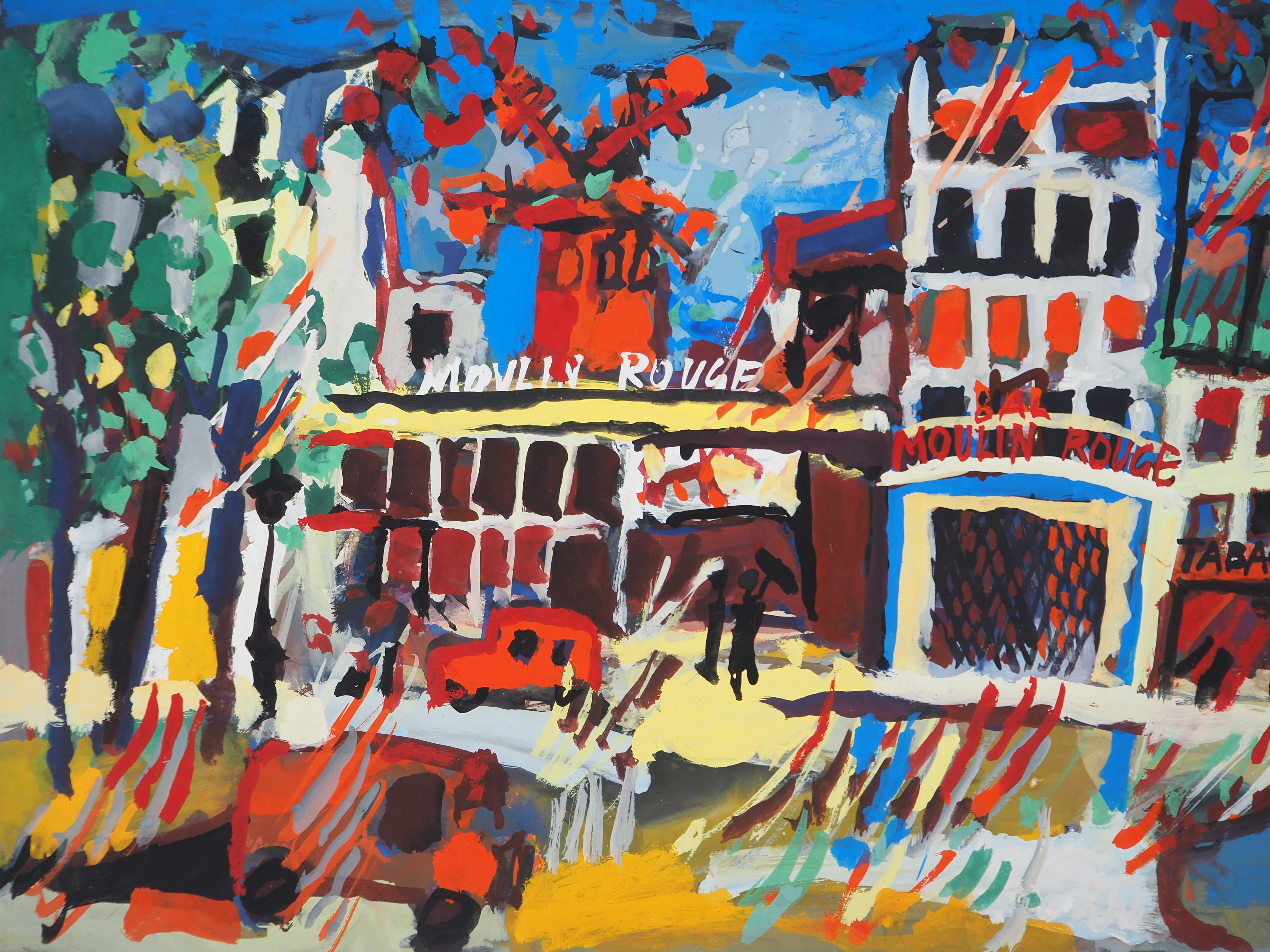 Gabriel PARIS : Le Moulin Rouge, Gouache sur papier signée - Image 4