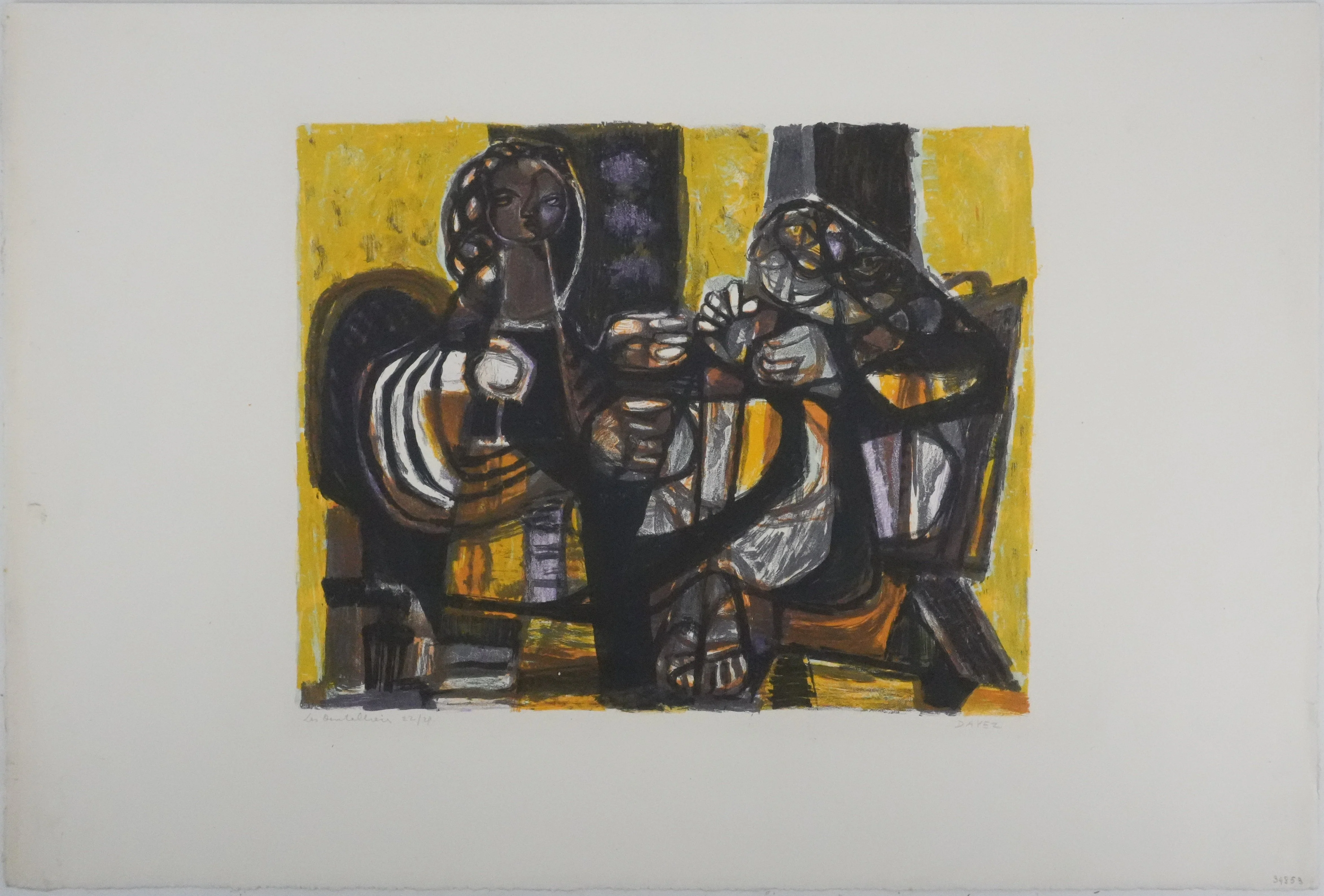 Georges DAYEZ : Les dentellières, Lithographie originale signée