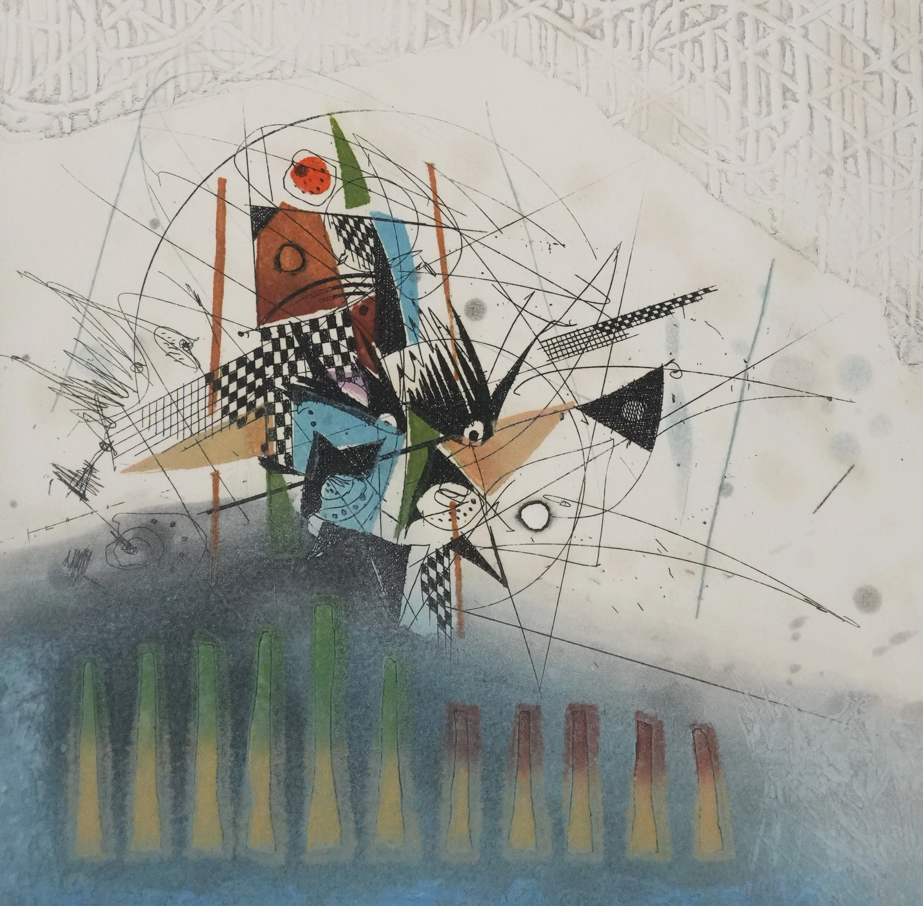 Georges DUSSAU : Composition au cercle gris, Gravure originale signée - Image 5