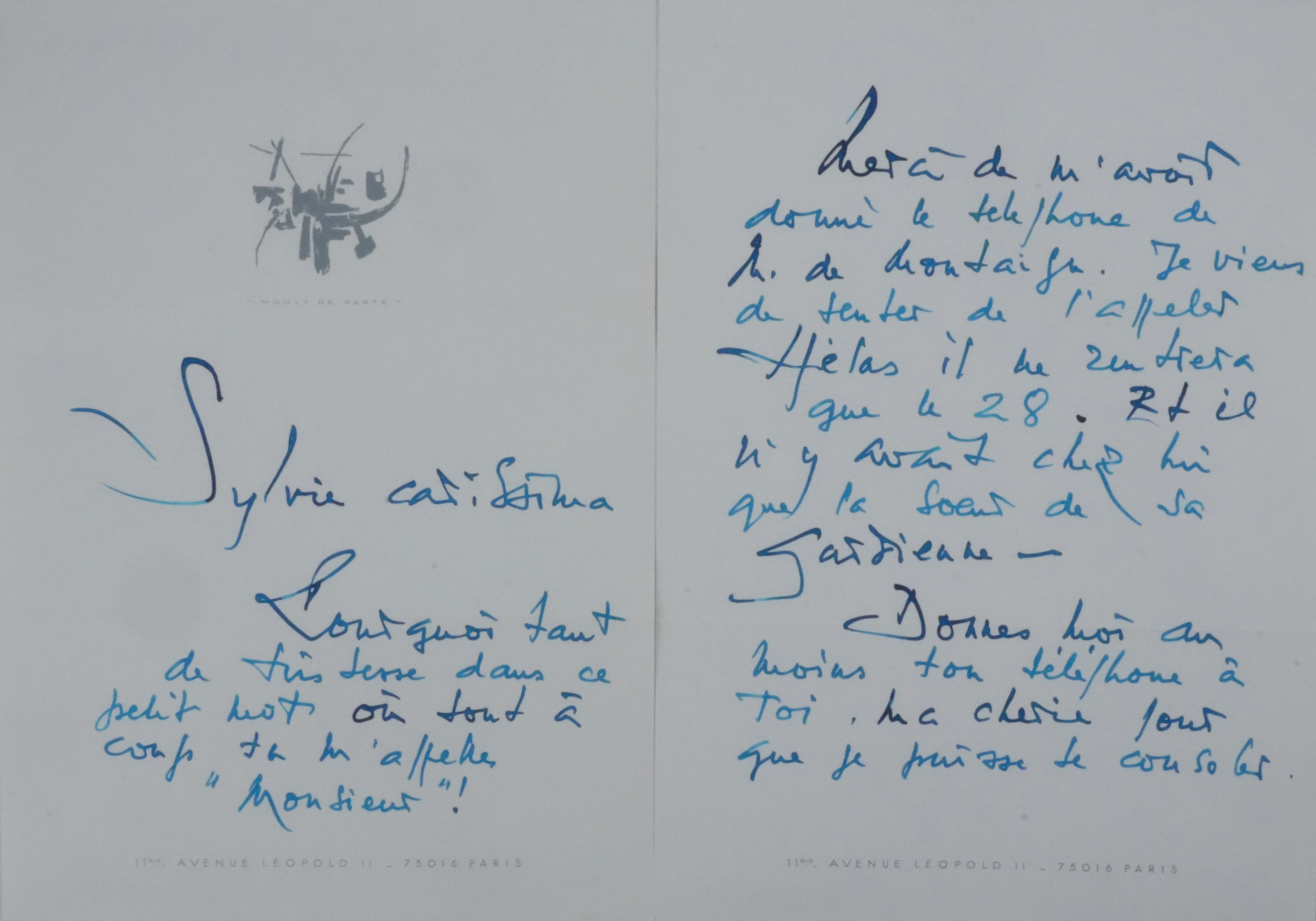 Georges MATHIEU : Lettre manuscrite originale signée - Image 2