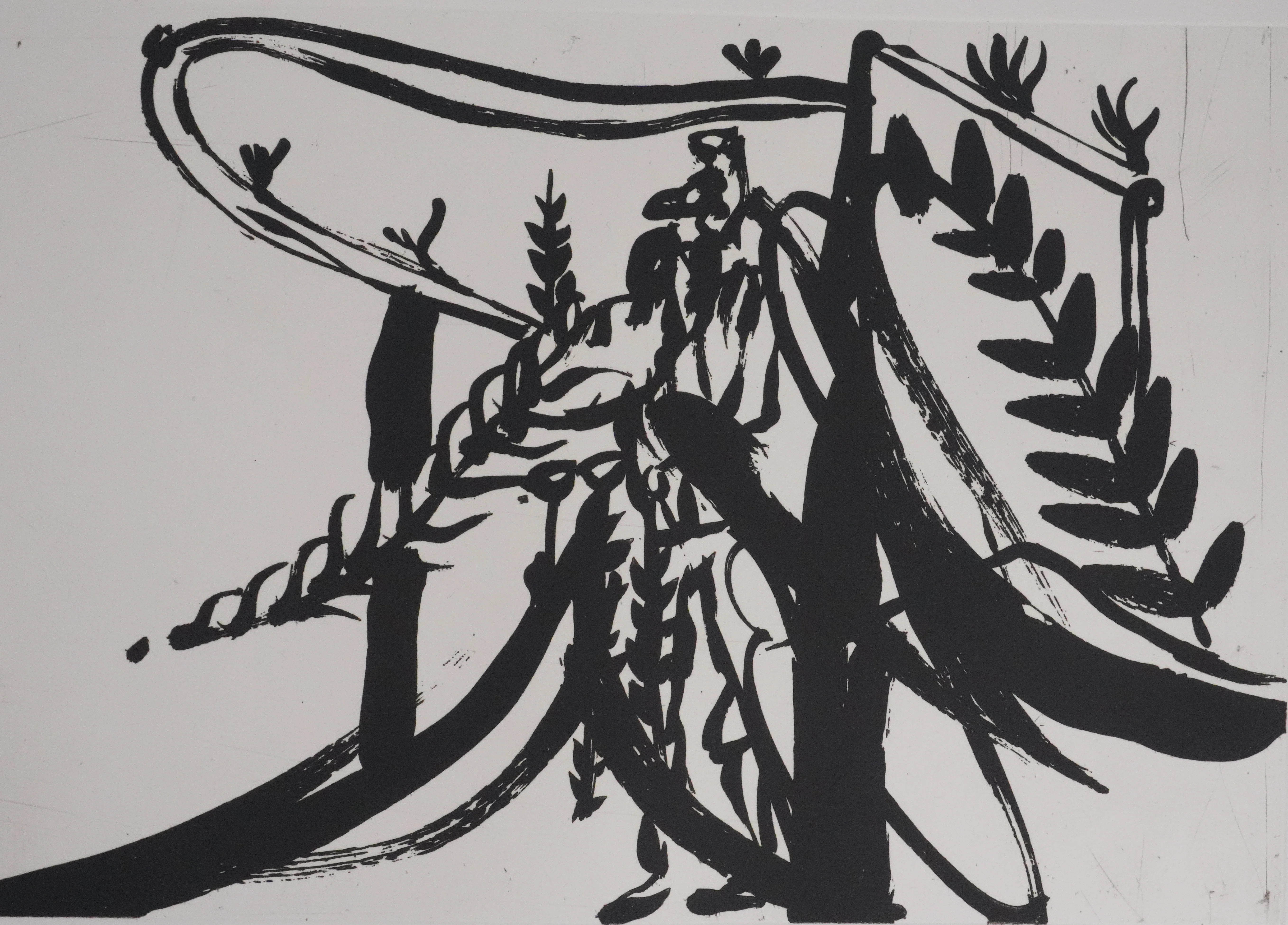 Gérard GAROUSTE : Composition aux lauriers, Gravure originale signée - Image 4