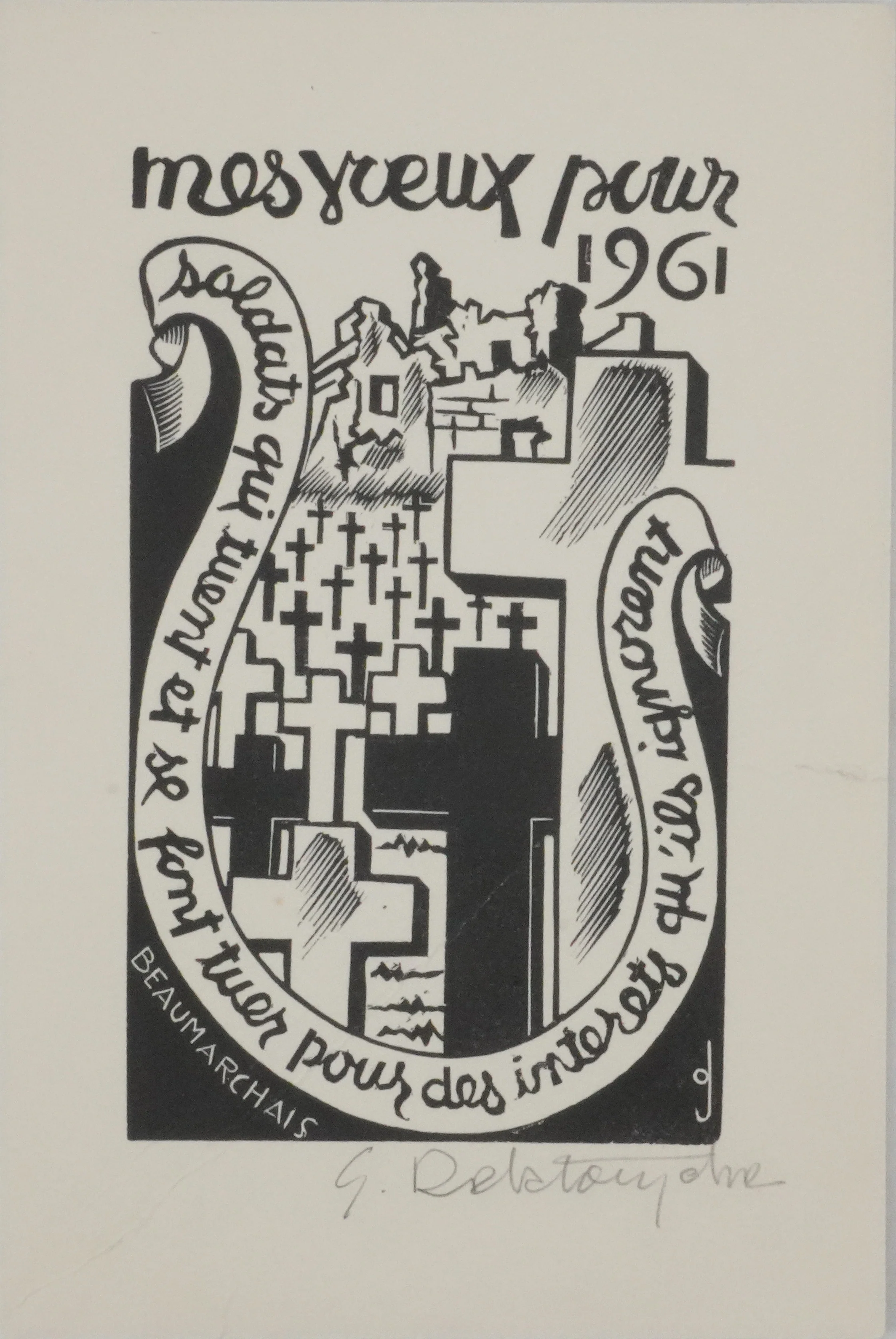 Germain DELATOUSCHE : Hommage aux soldats, Gravure originale signée