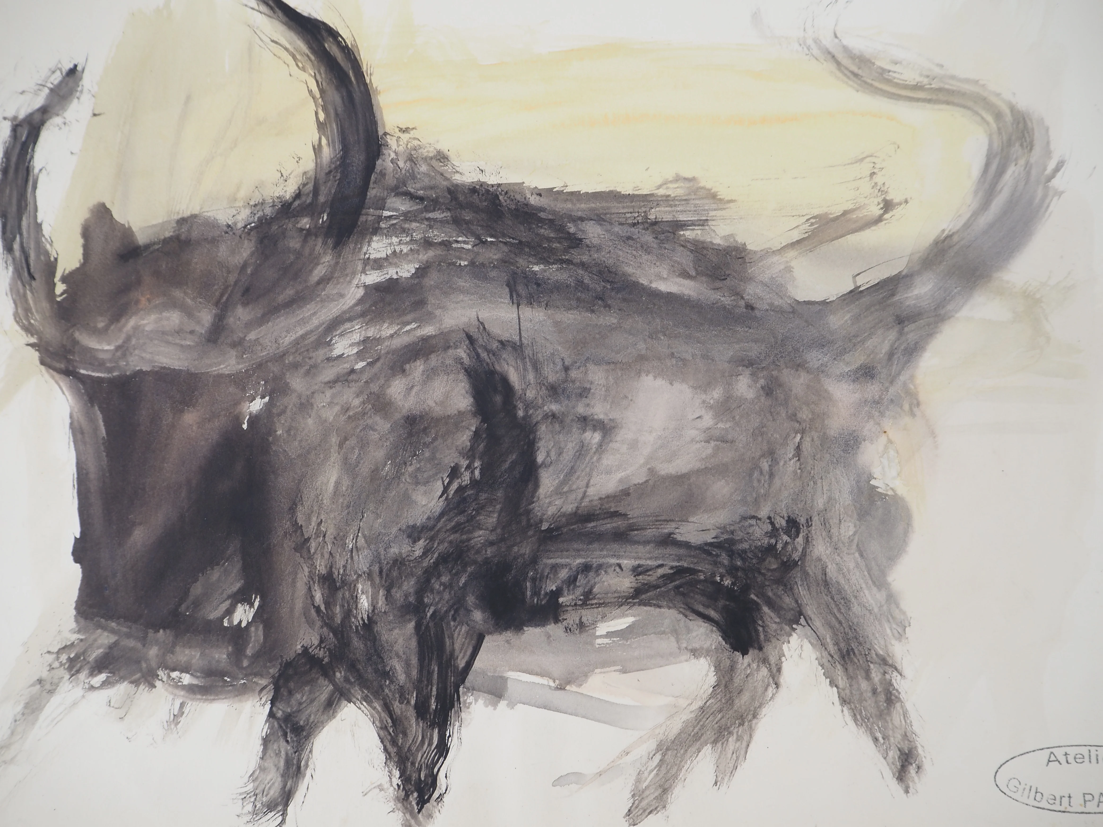 Gilbert PASTOR : Le Taureau, Aquarelle originale signée - Image 3