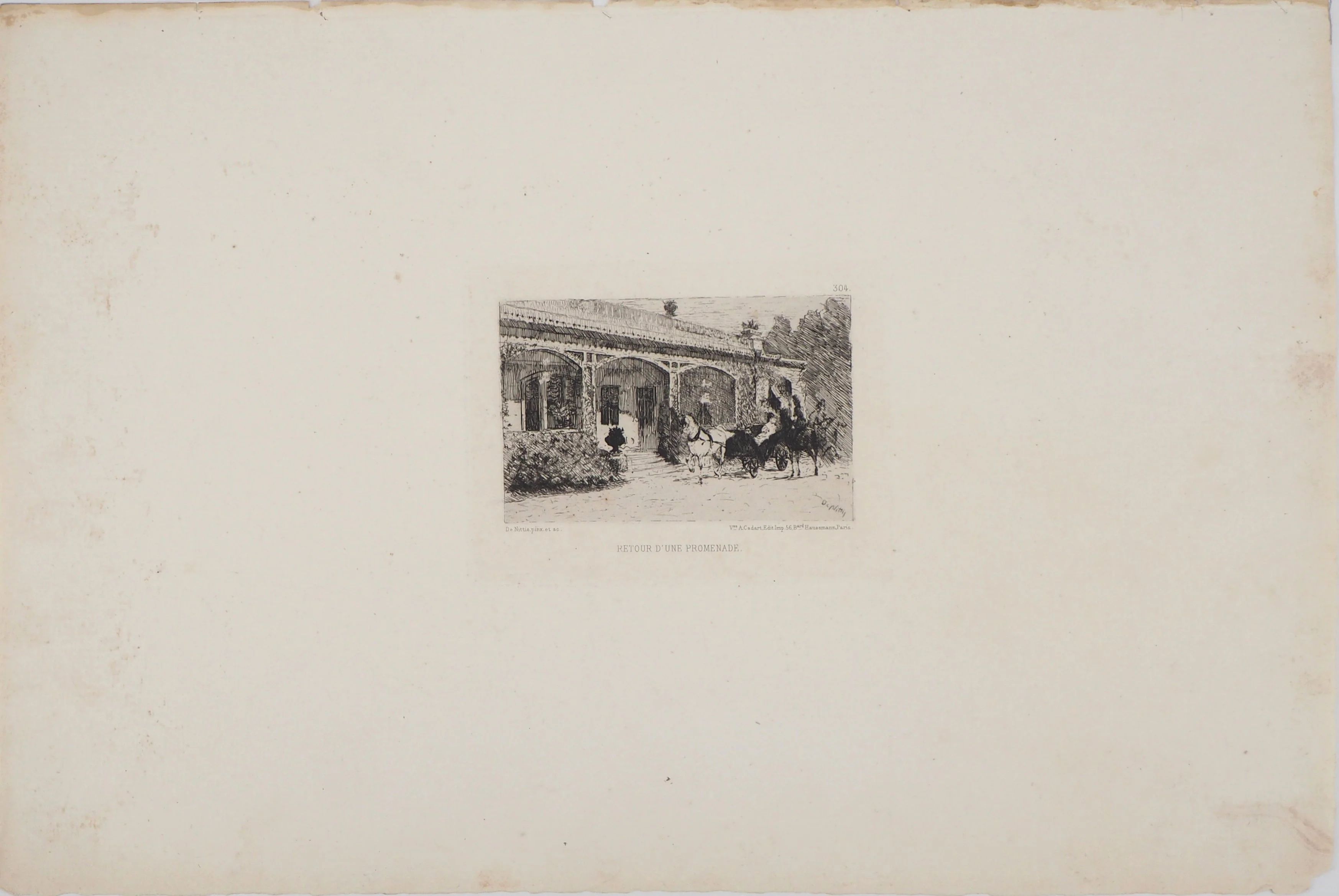 Giuseppe DE NITIS : Retour d’une promenade, Gravure originale signée - Image 2