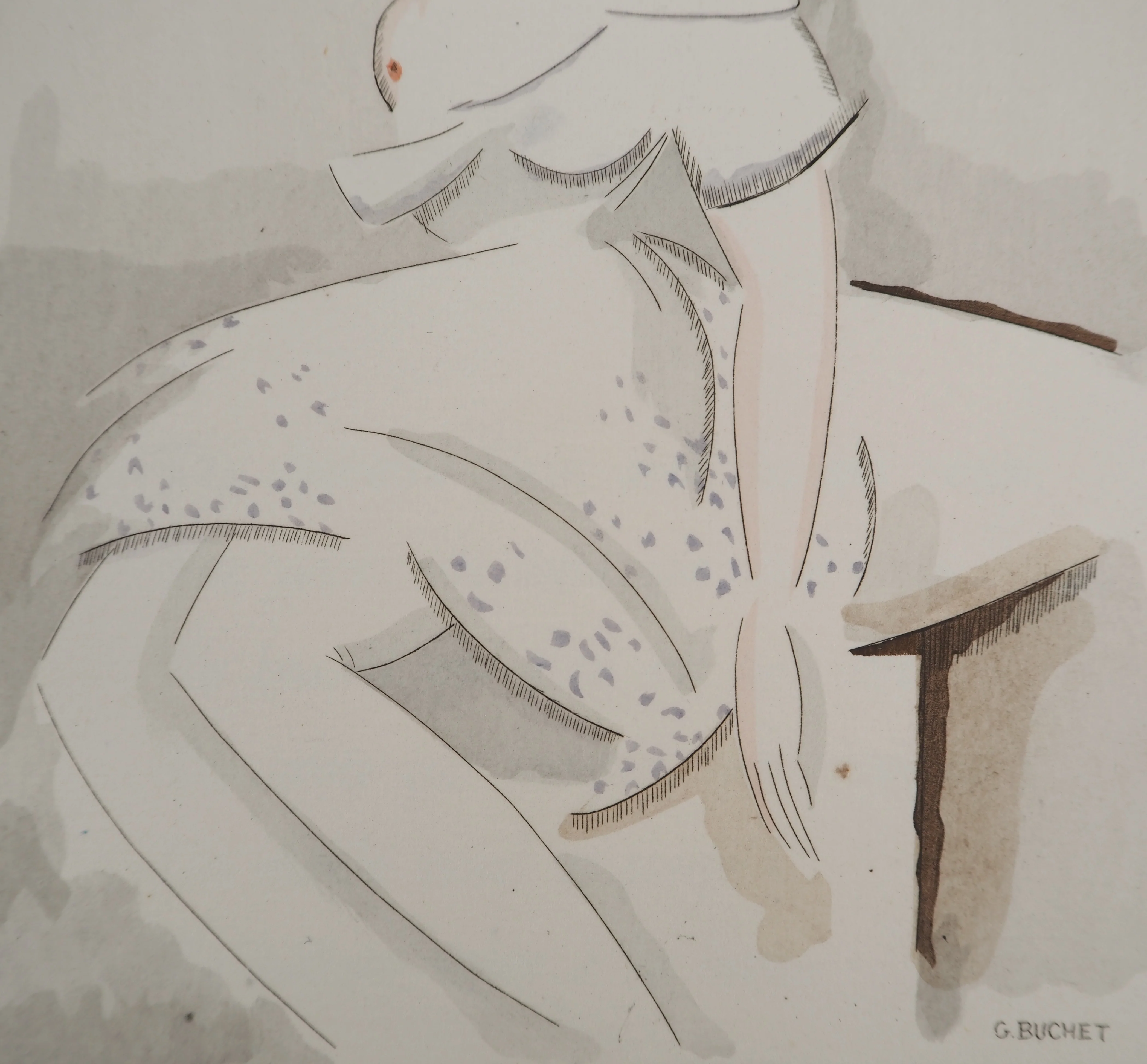 Gustave BUCHET : Cachez ce sein, Gravure originale et pochoir signée - Image 5