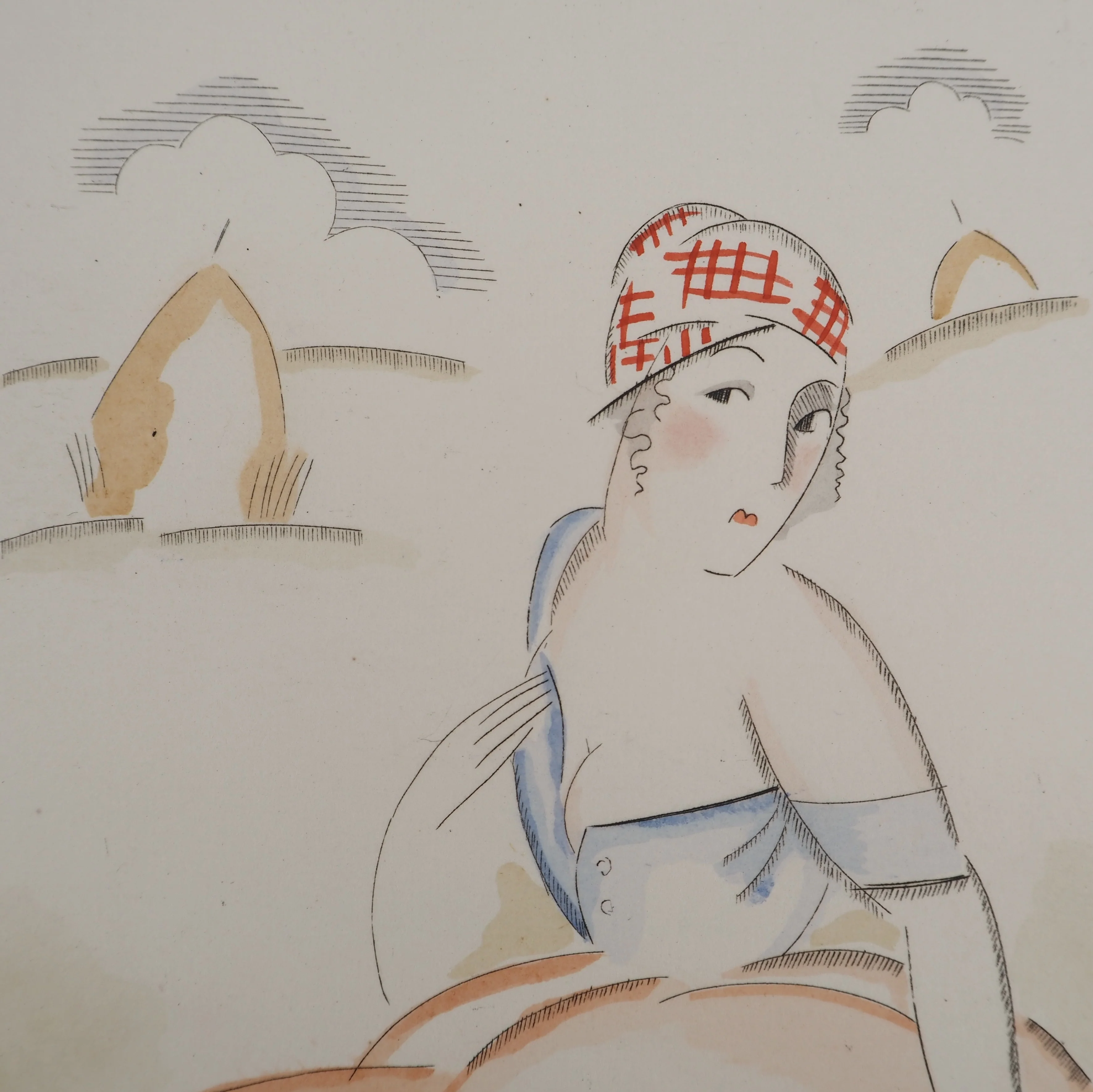 Gustave BUCHET : La fermière après la moisson, Gravure originale et pochoir signée - Image 4