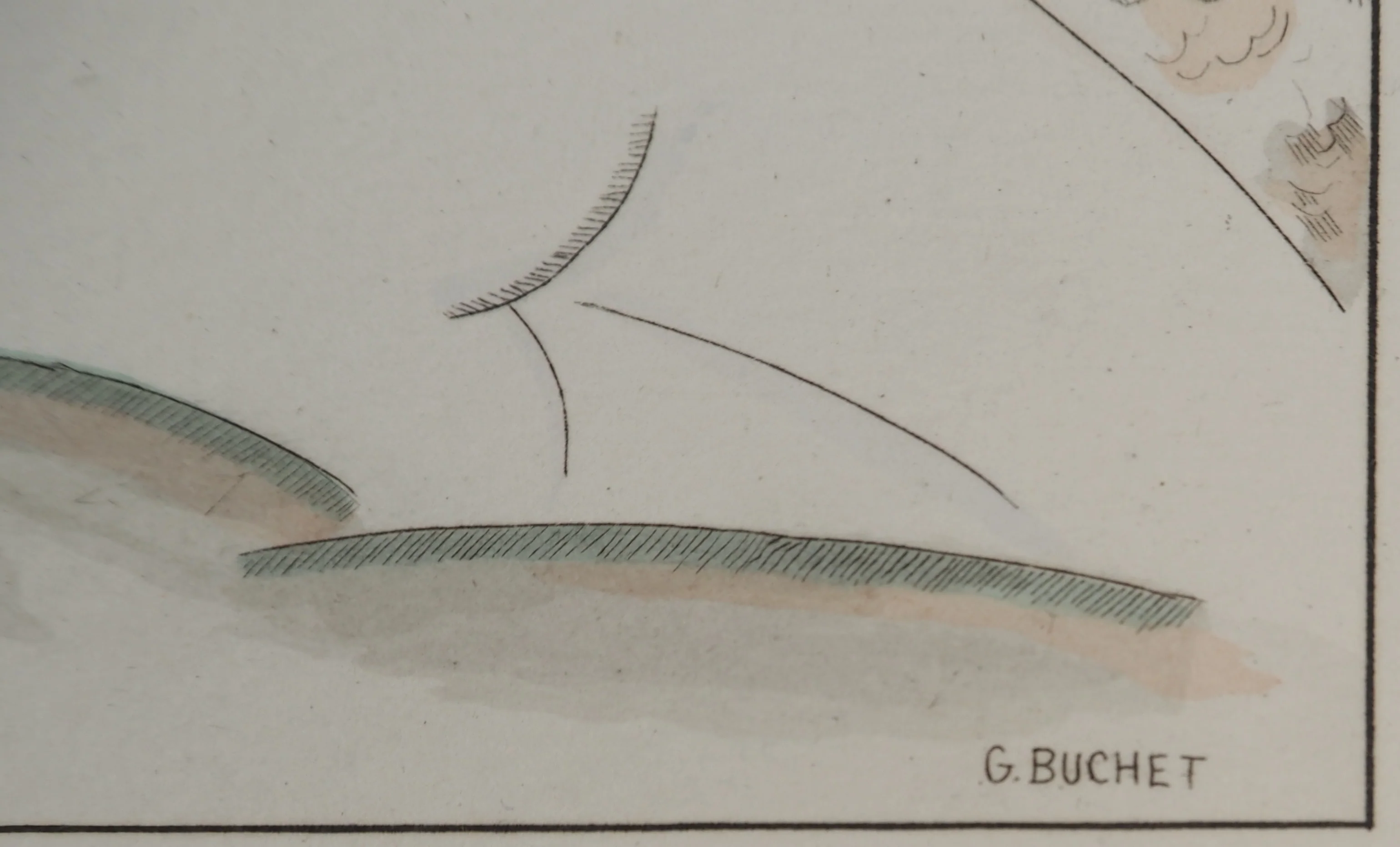 Gustave BUCHET : Les baigneuses antiques, Gravure originale et pochoir signée - Image 2