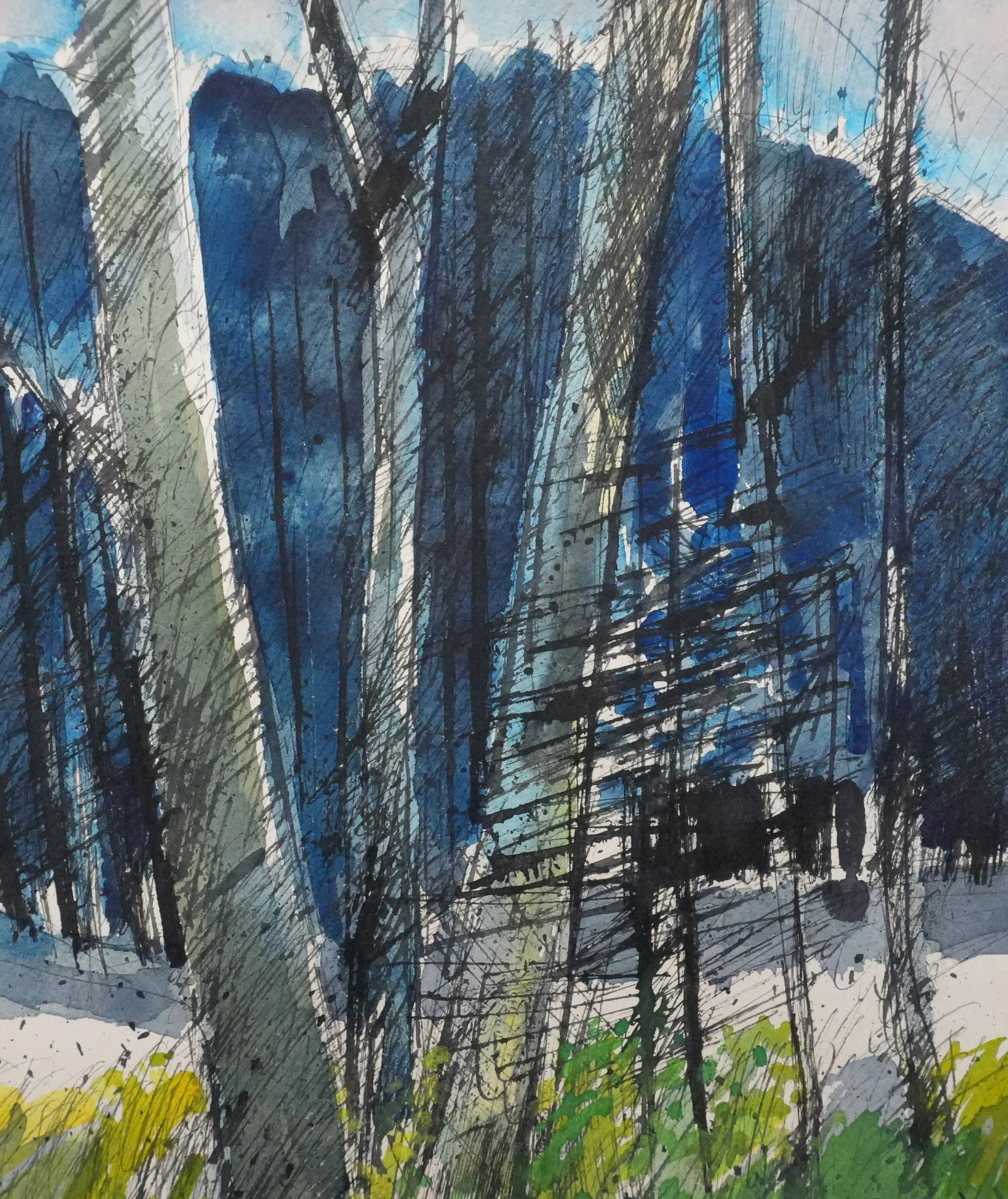 Guy BARDONE : Arbres dans la nuit, Dessin original signé - Image 3