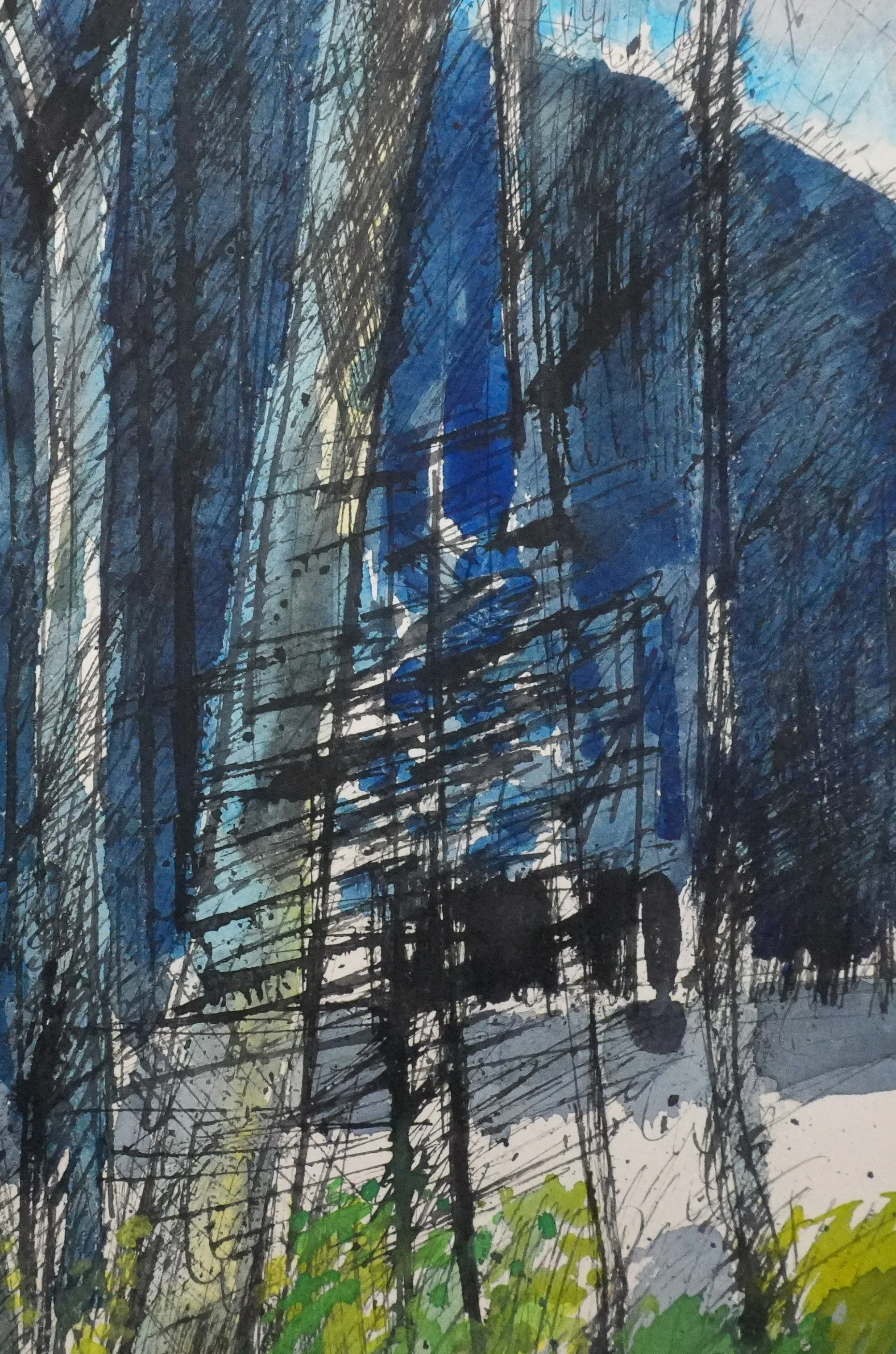 Guy BARDONE : Arbres dans la nuit, Dessin original signé - Image 4