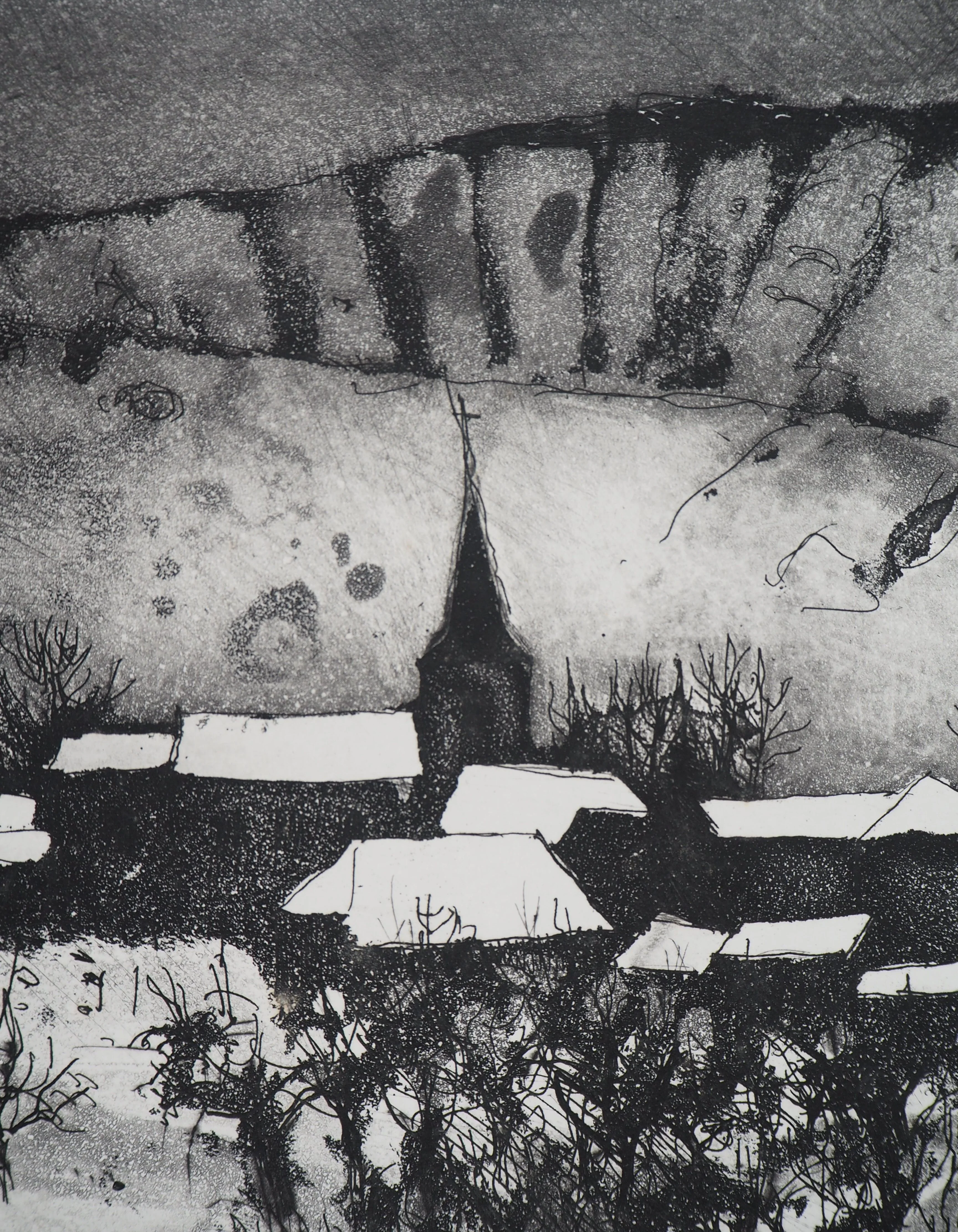 Jacques HALLEZ : Soir d’hiver, Gravure originale signée - Image 4