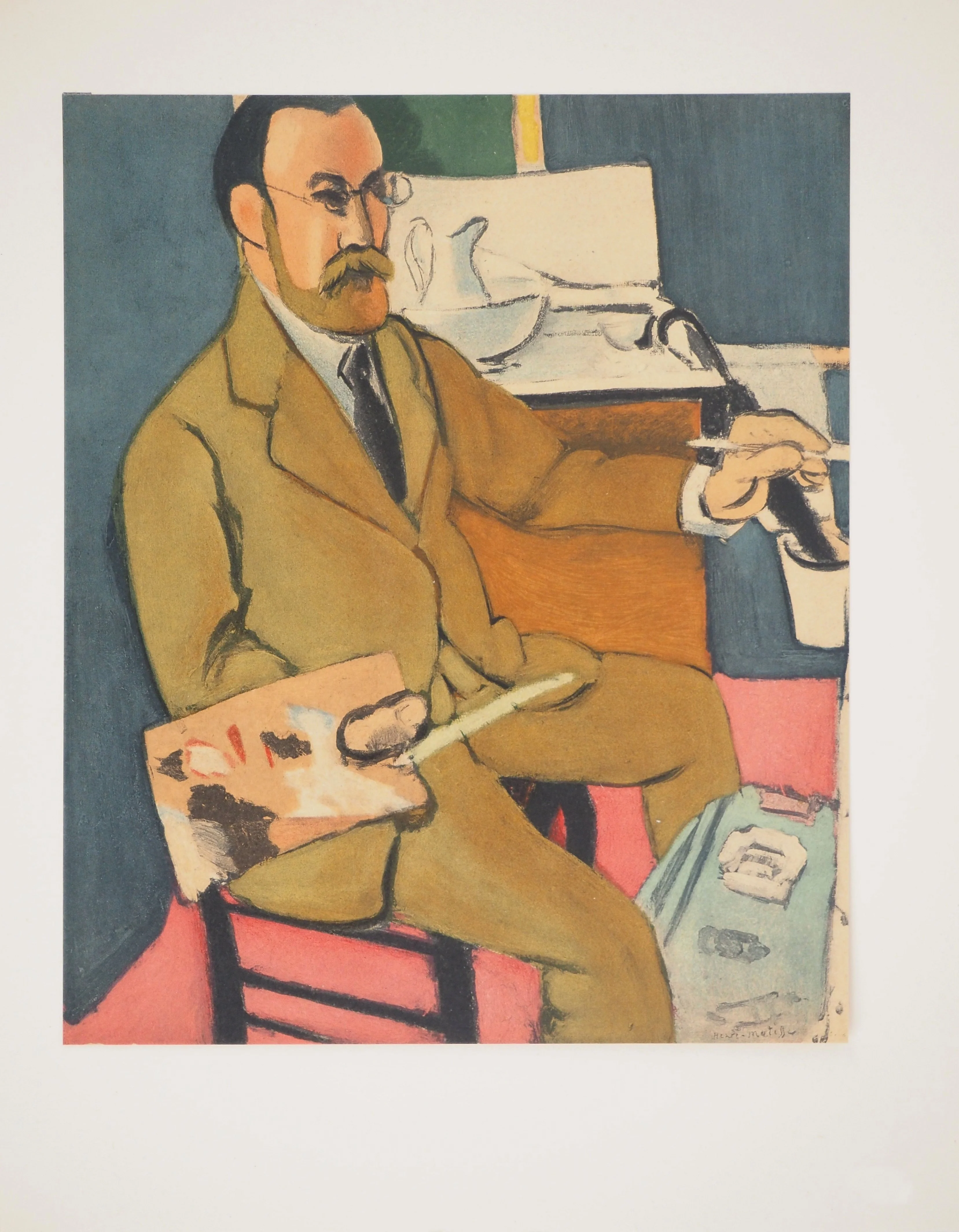 Henri MATISSE : Autoportrait dans l'atelier, Lithographie signée