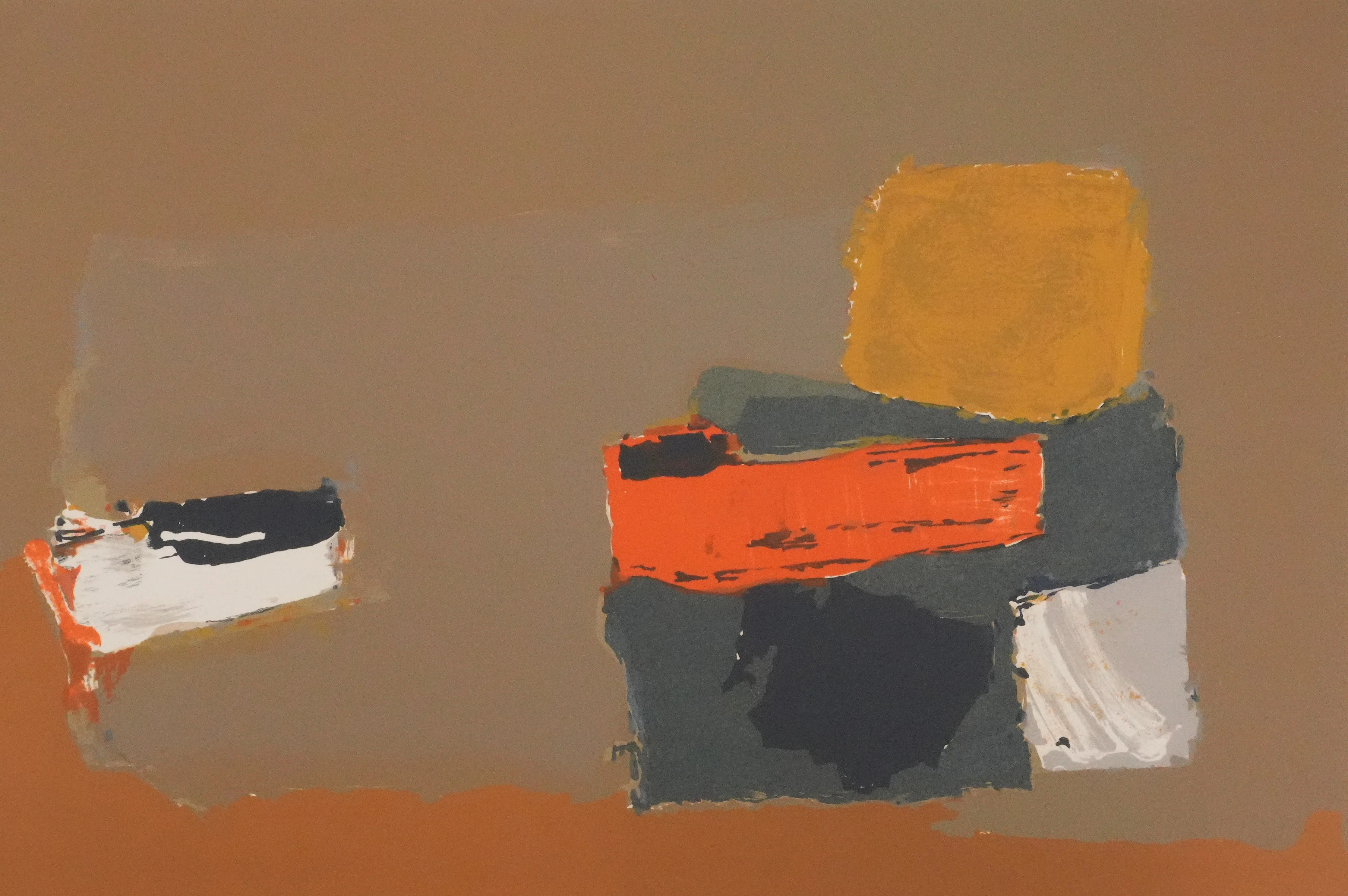 Henri MAUDUIT : Composition sur fond ocre, Lithographie originale signée - Image 4
