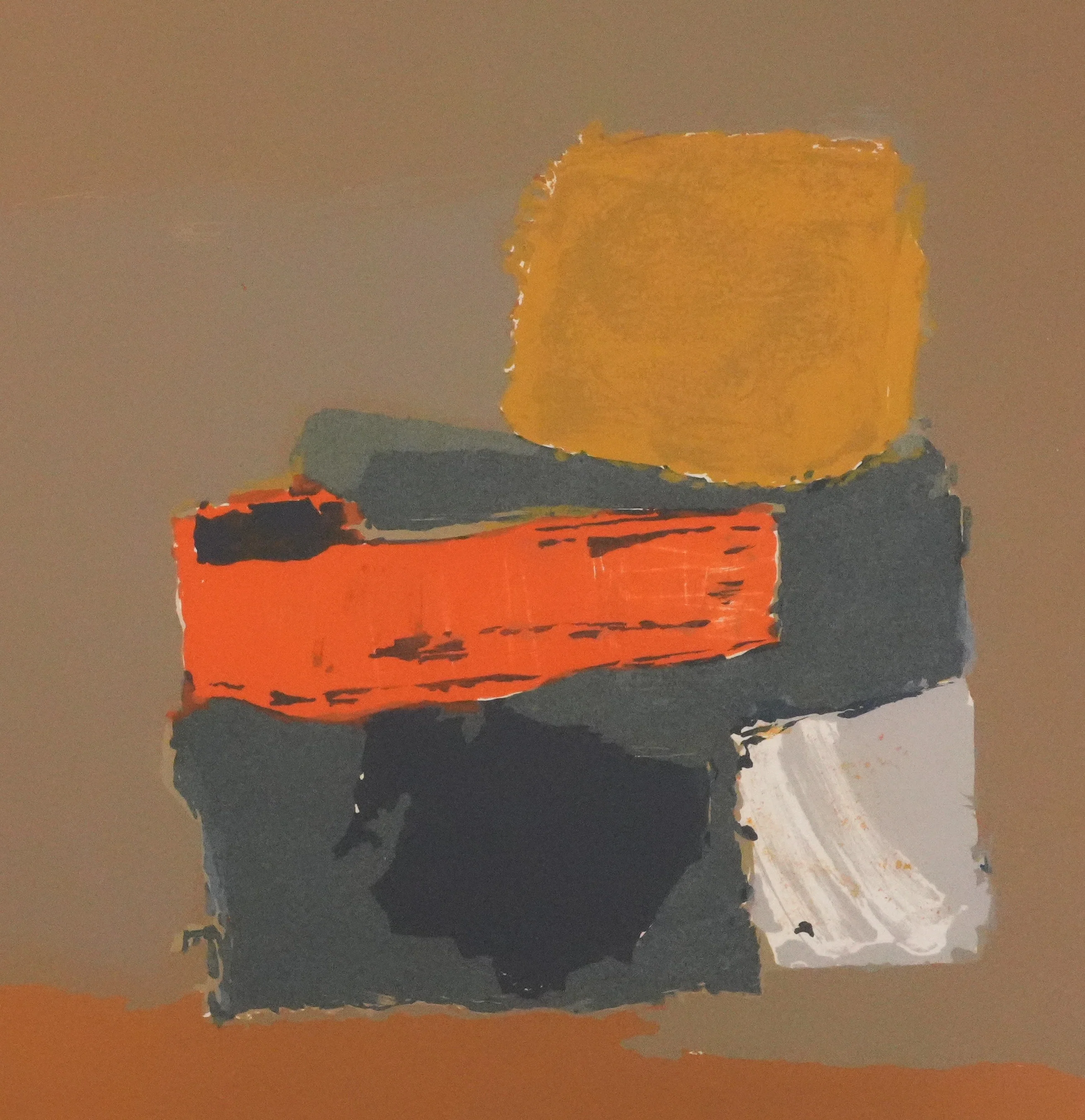 Henri MAUDUIT : Composition sur fond ocre, Lithographie originale signée - Image 5
