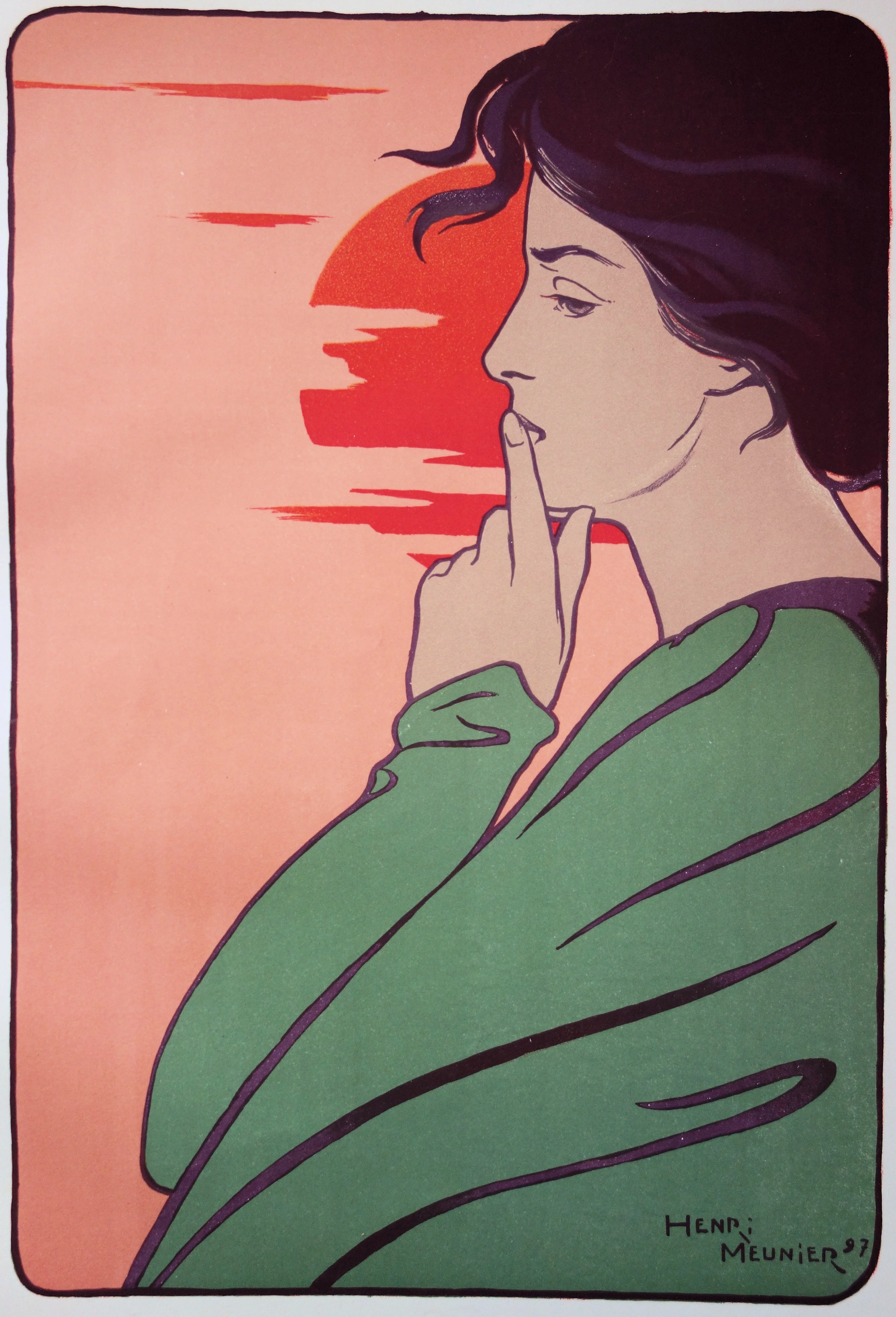 Henri MEUNIER : L'heure du silence, Lithographie originale signée - Image 3