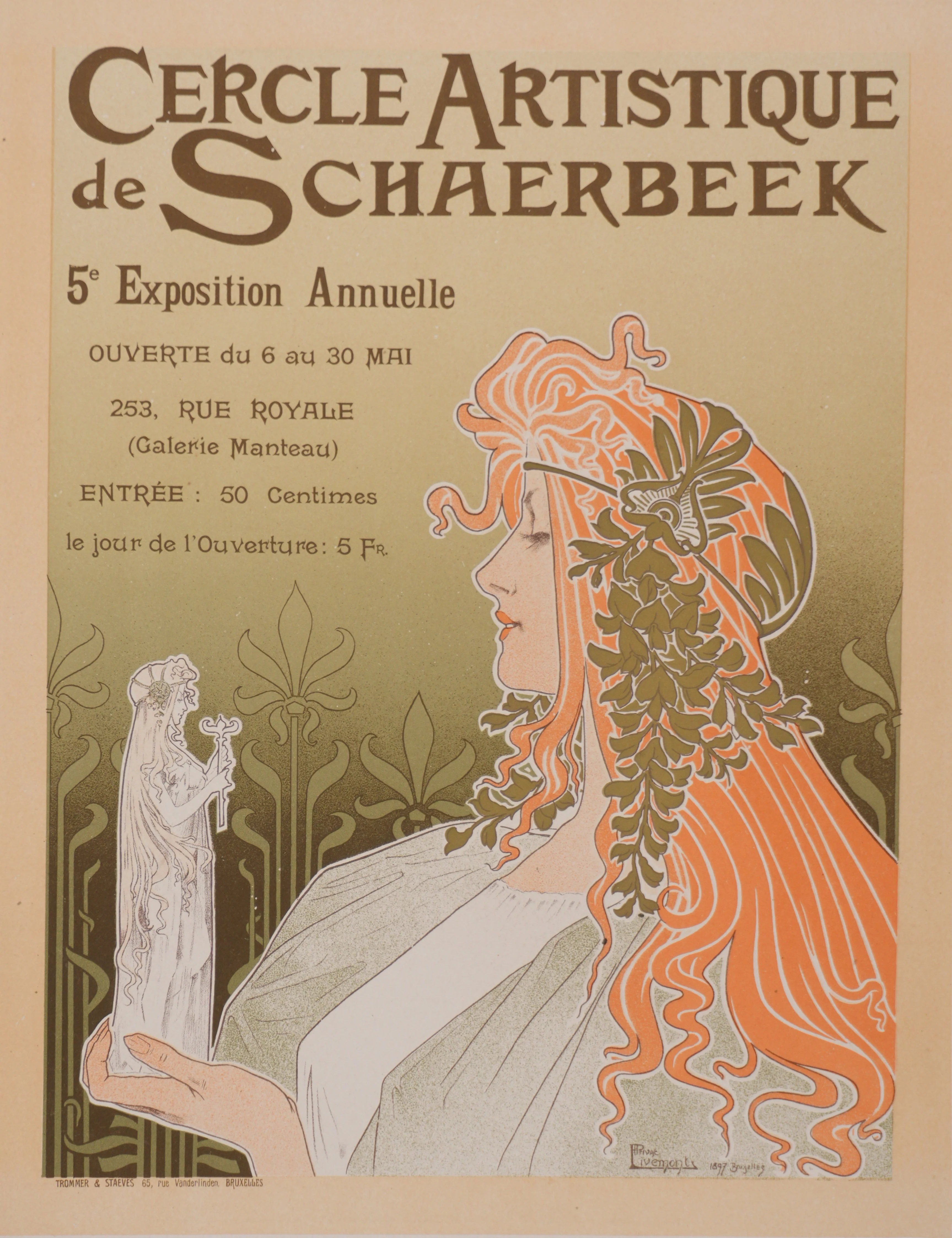 Henri PRIVAT-LIVEMONT : Cercle artistique, Lithographie originale signée - Image 3