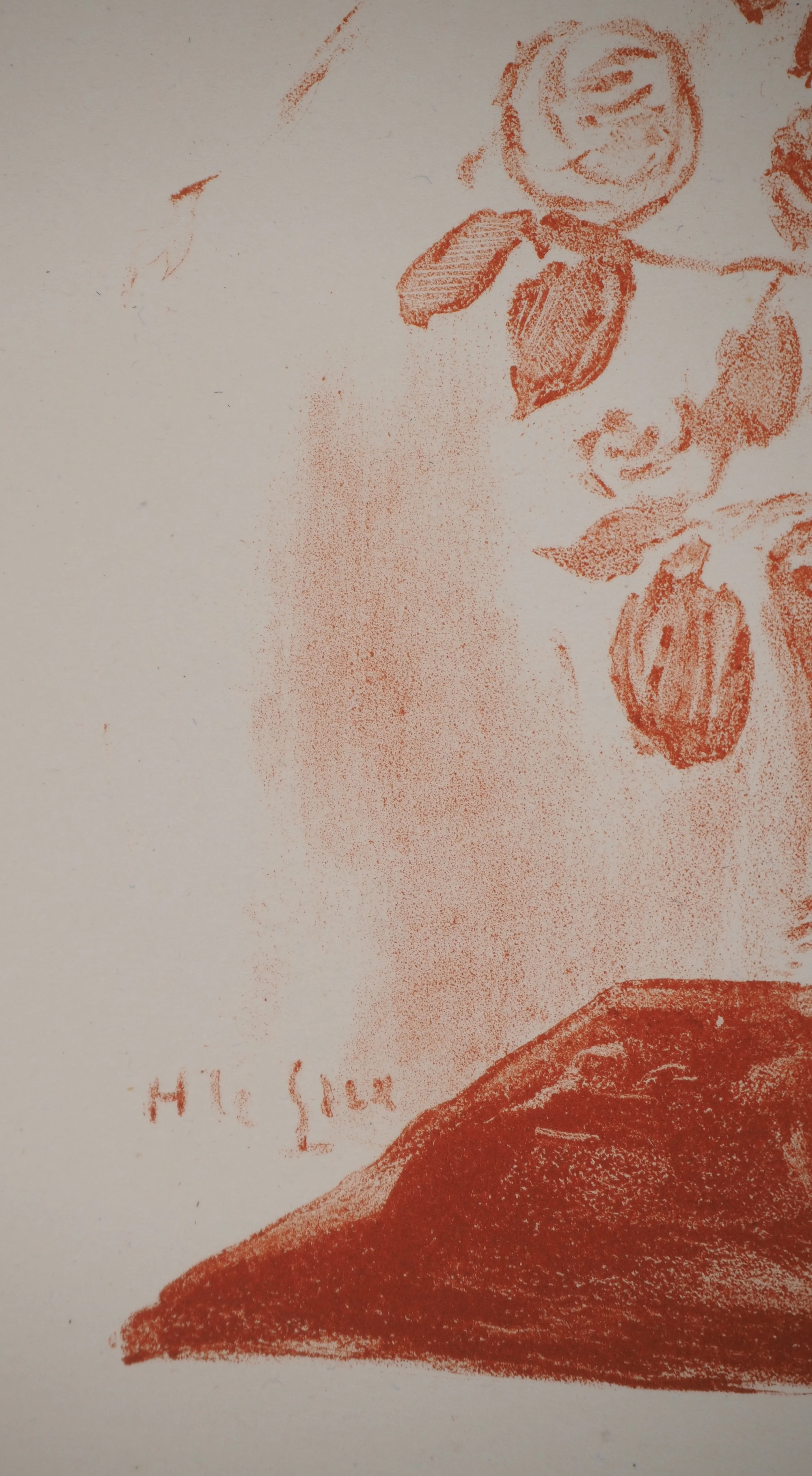 Henriette LE GRIX : Les roses (sanguine), Lithographie originale signée - Image 3